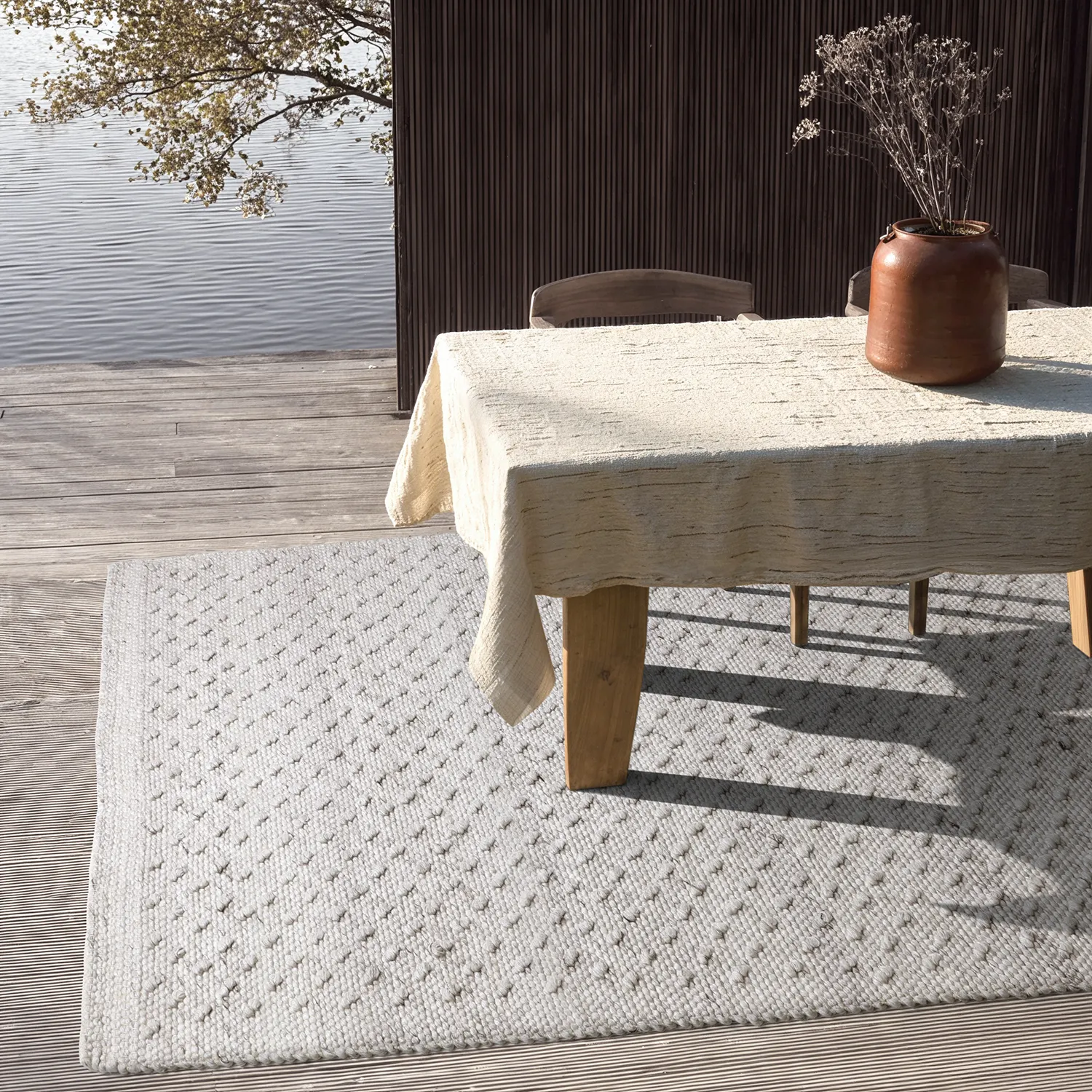 Koberec na vnútorné a vonkajšie použitie - Todi Wool Look (sivá/béžová)