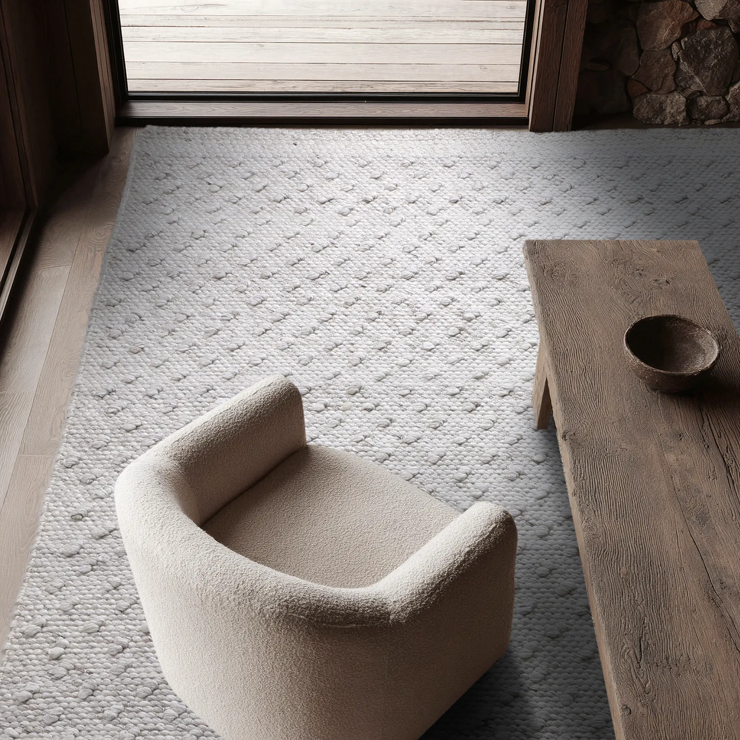 Koberec na vnútorné a vonkajšie použitie - Todi Wool Look (sivá/béžová)