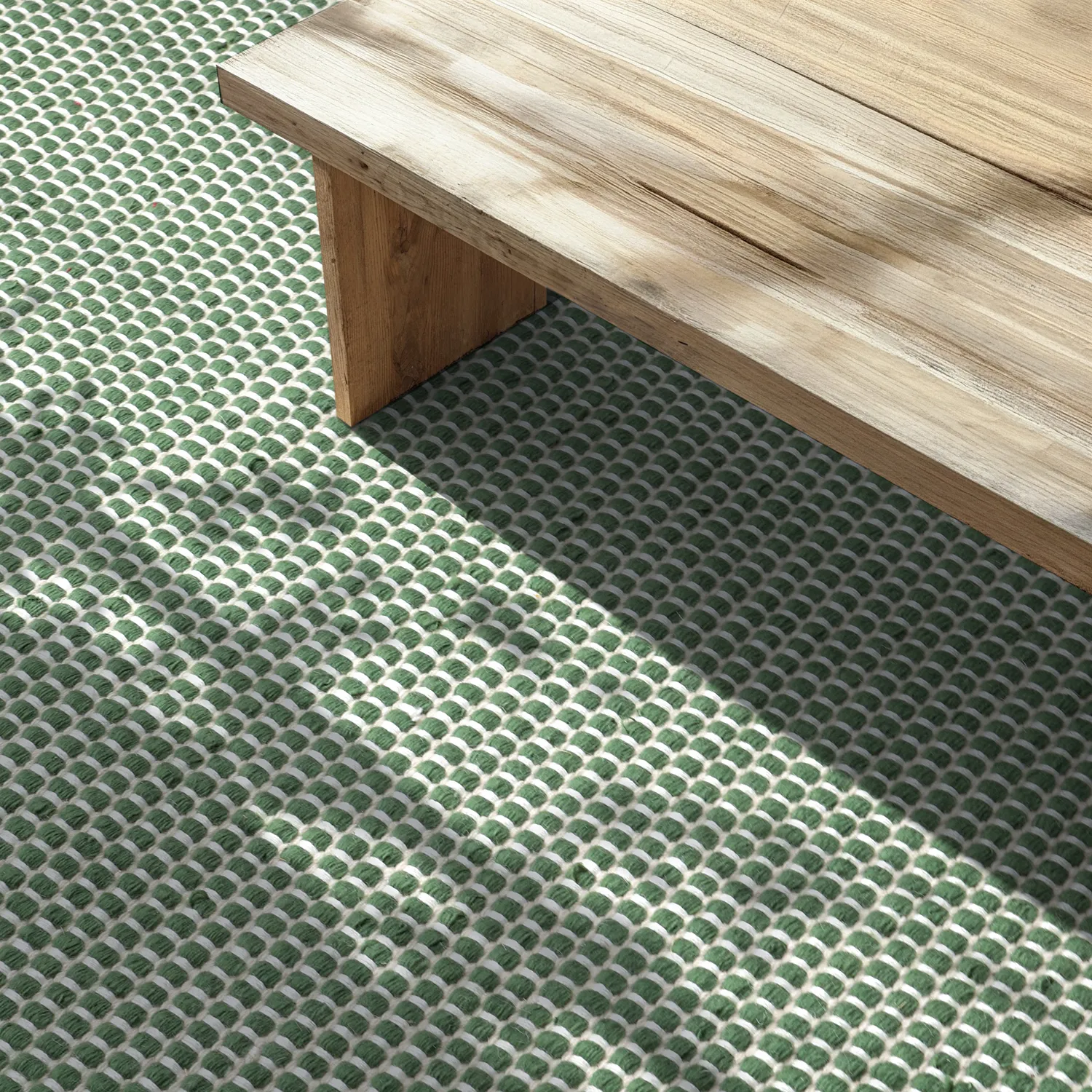 Koberec na vnútorné a vonkajšie použitie - Coastal Wool Look (zelená/biela)