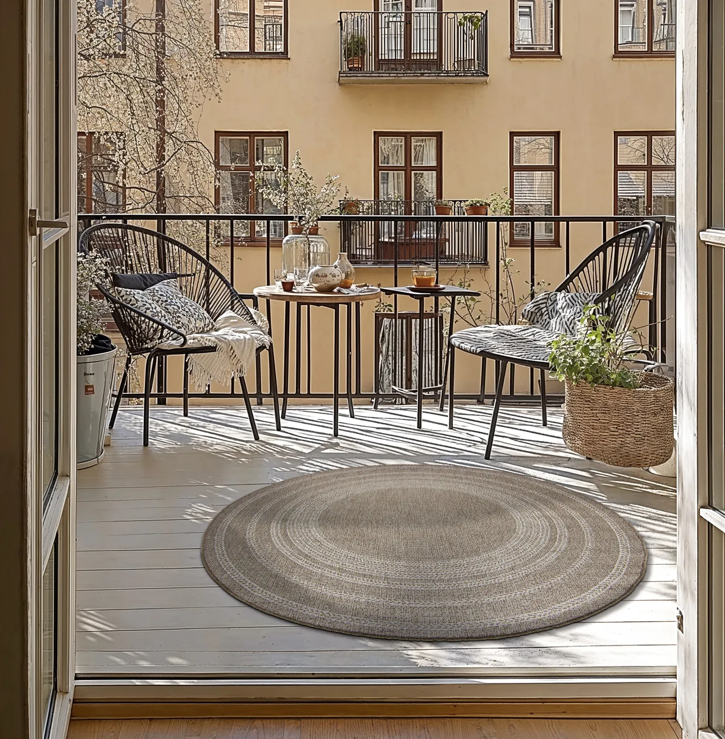 Kruhový koberec - Indoor/Outdoor Angus (béžový)
