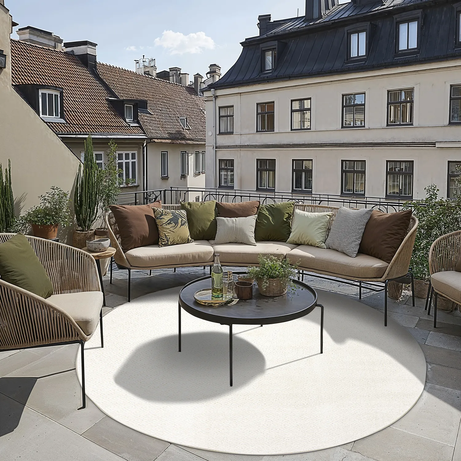 Kruhový koberec - Indoor/Outdoor Baldwin (krémový)