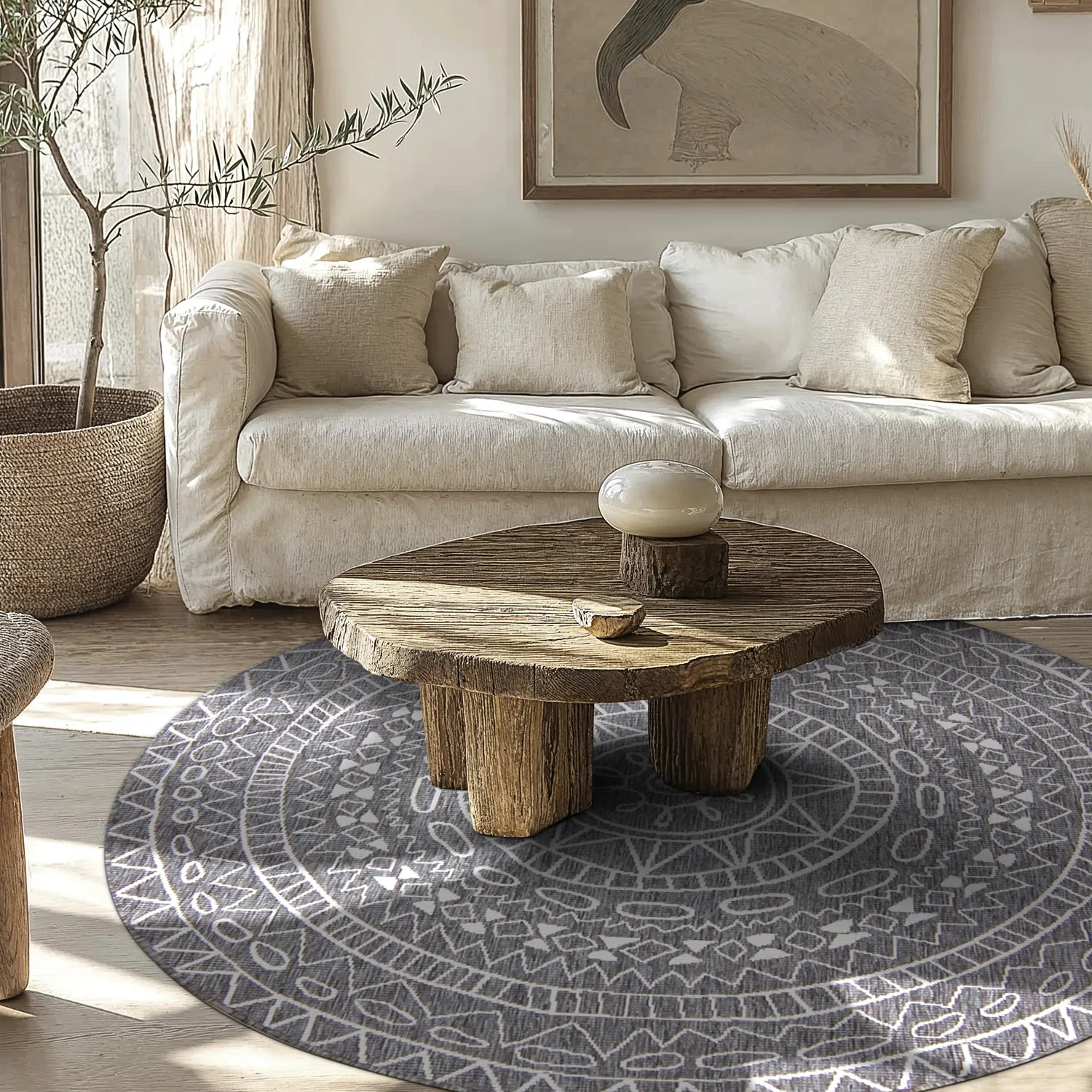 Kruhový koberec - Brussels Diamond (šedý)