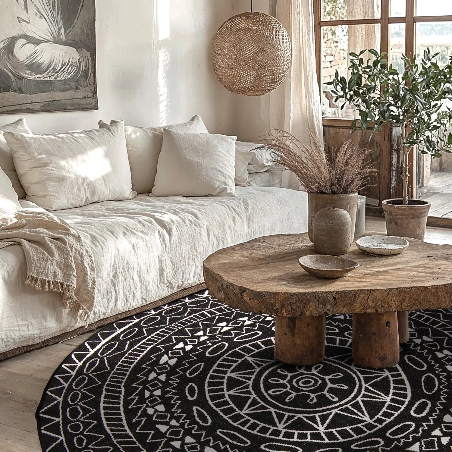 Kruhový koberec - Brussels Diamond (čierny)