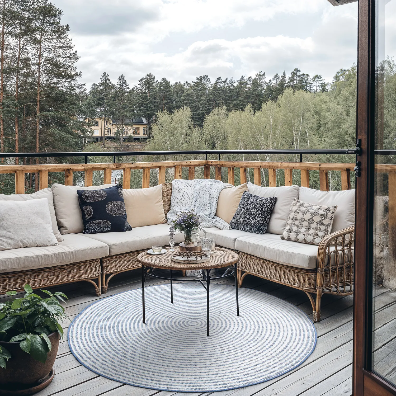 Kruhový koberec - Ferragudo (modrý)