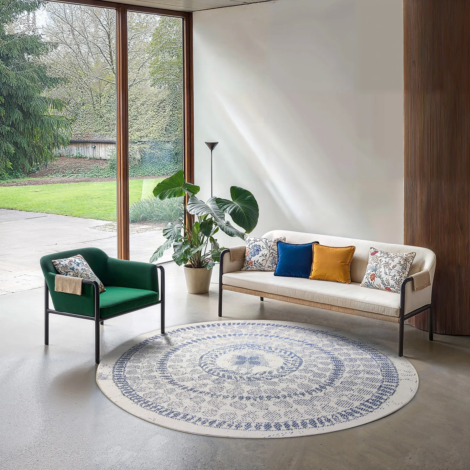 Kruhový koberec - Indoor/Outdoor Malcolm (modrý)