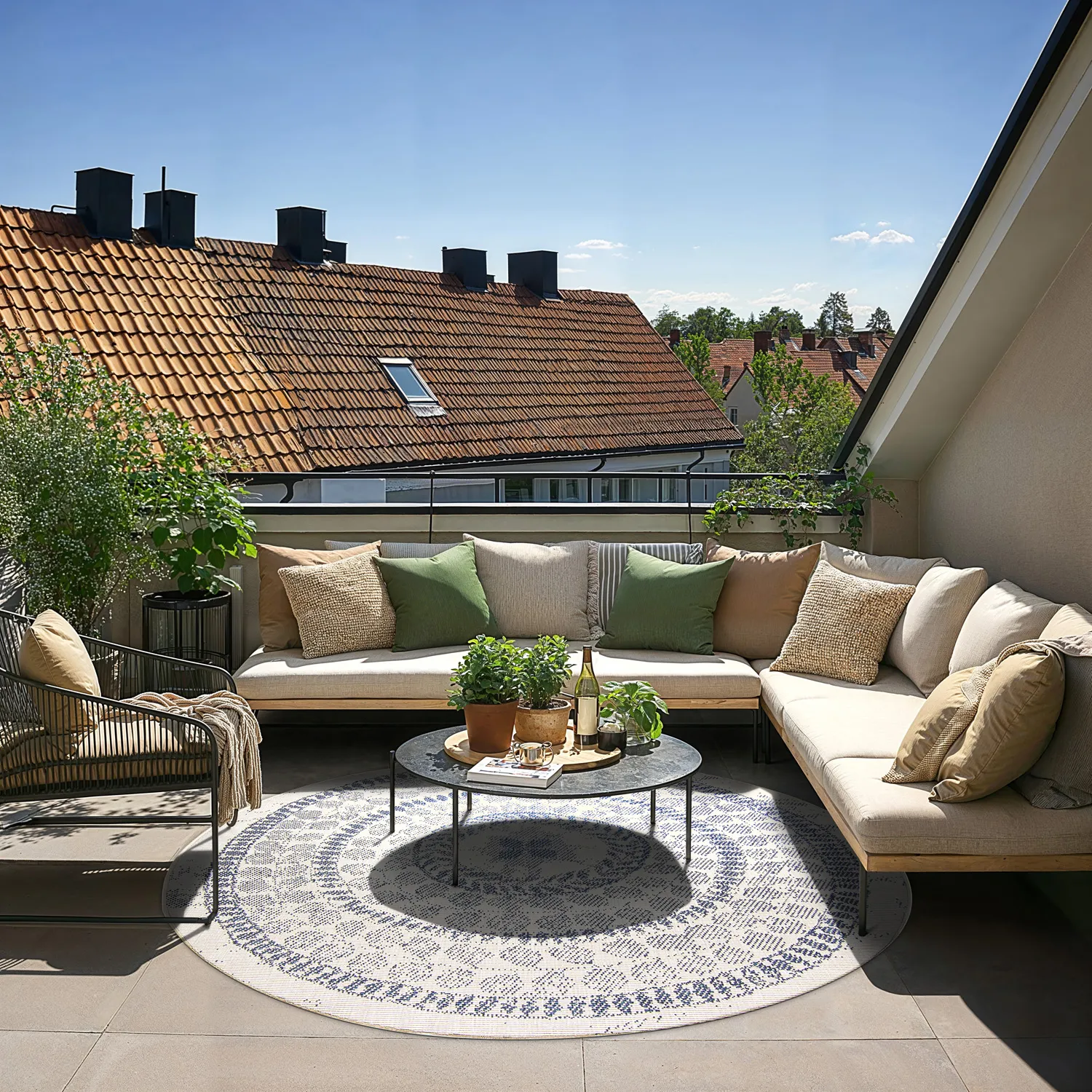 Kruhový koberec - Indoor/Outdoor Malcolm (modrý)