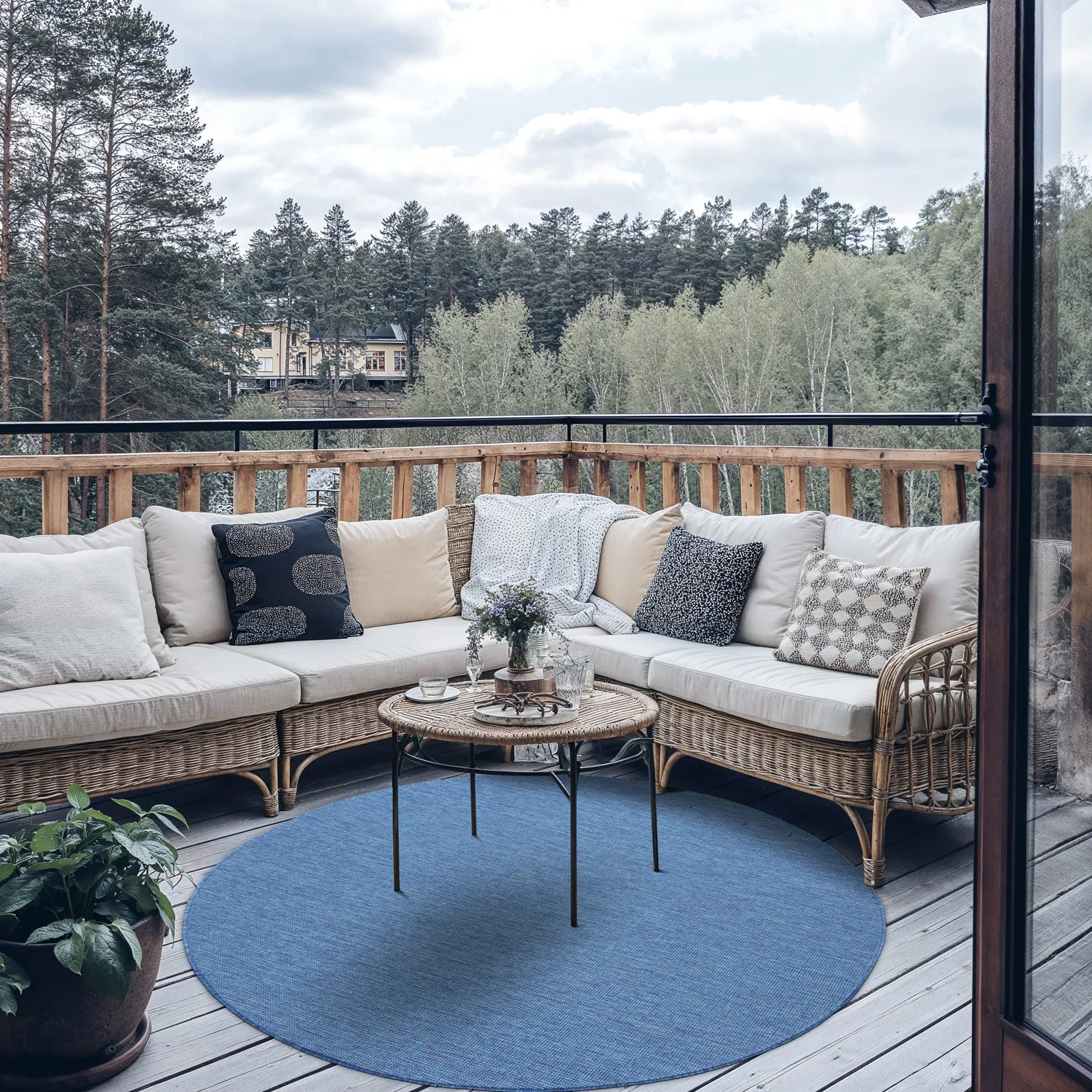 Kruhový koberec - Monsanto (modrý)