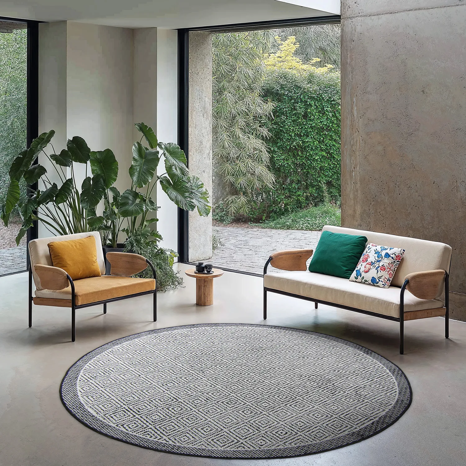 Kruhový koberec - Monsaraz (čierny)