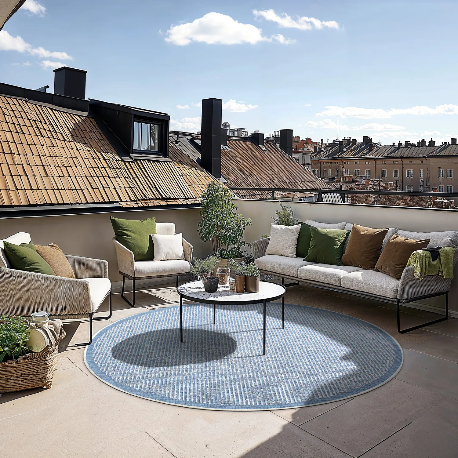 Kruhový koberec - Tromsø (modrý)