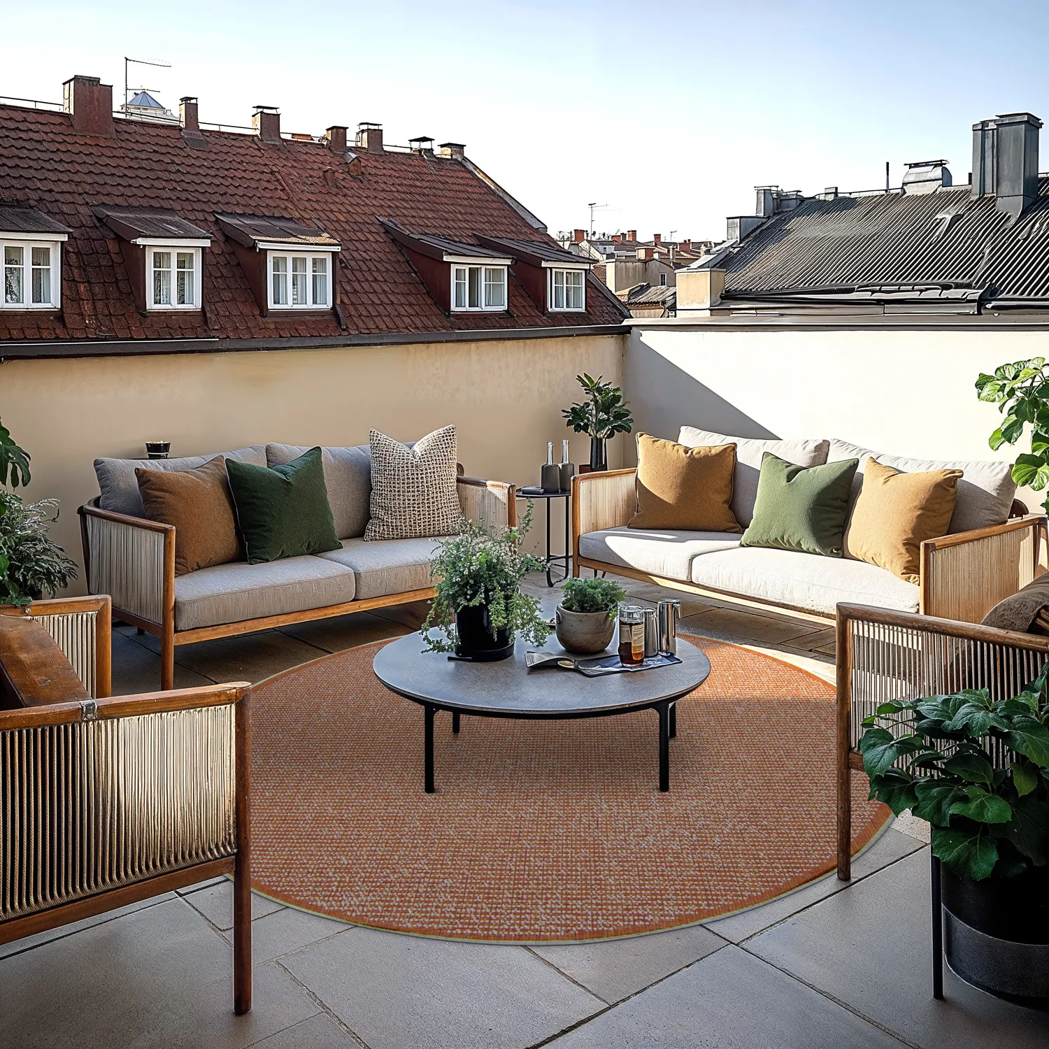 Kruhový koberec - Tromsø (oranžový)