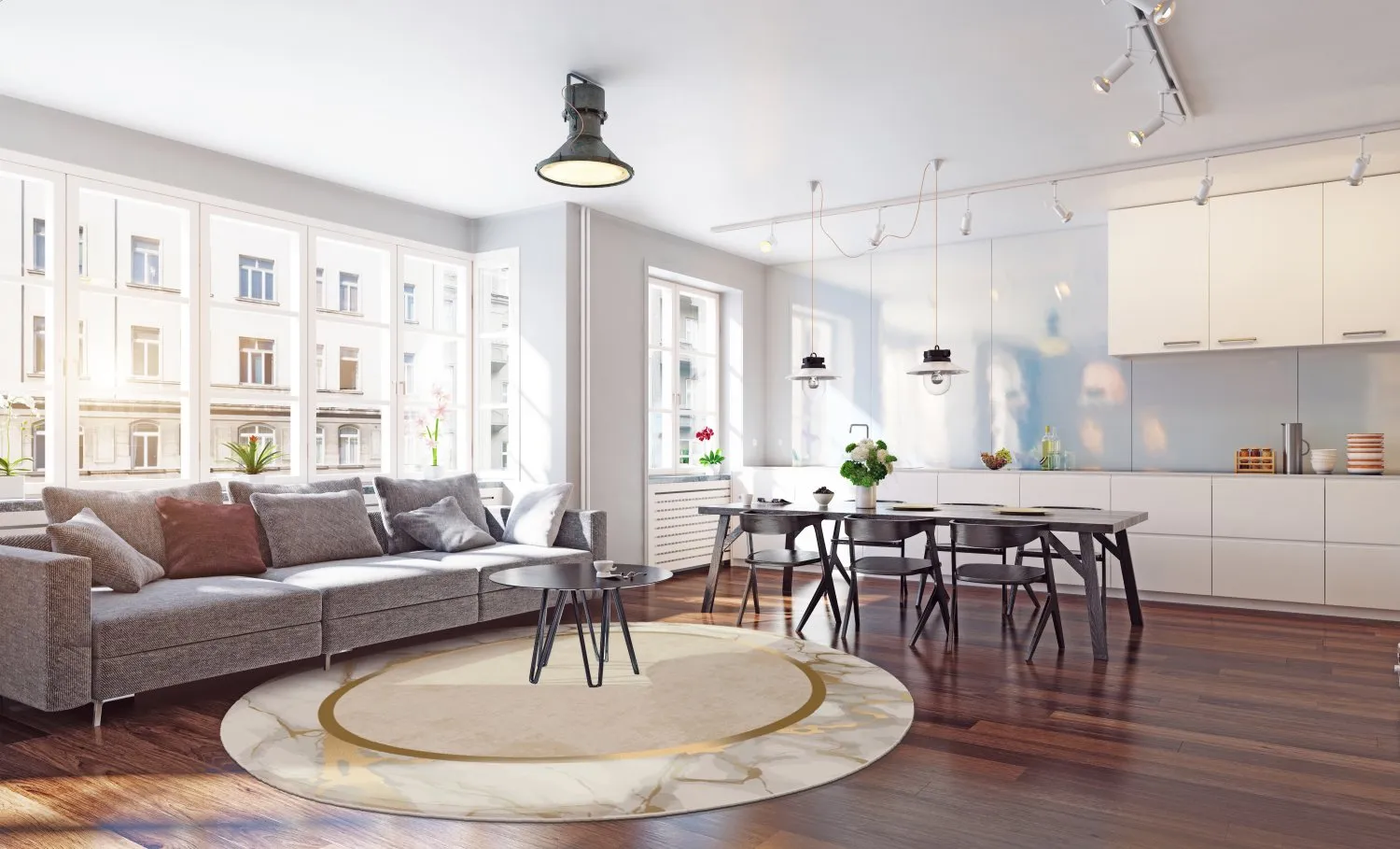 Kruhový koberec - Cerasia (béžová/biela/zlatá)