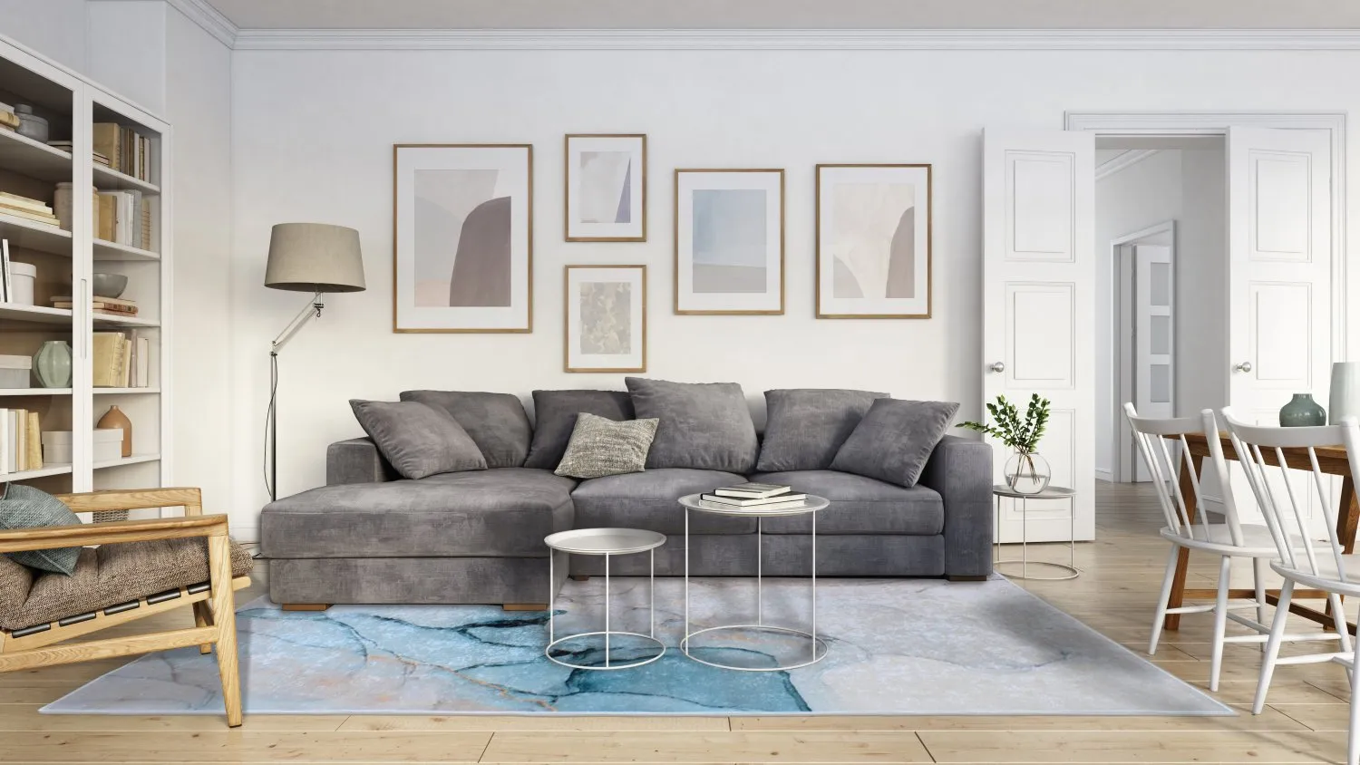 Koberec Wilton - Koloa (modrá)