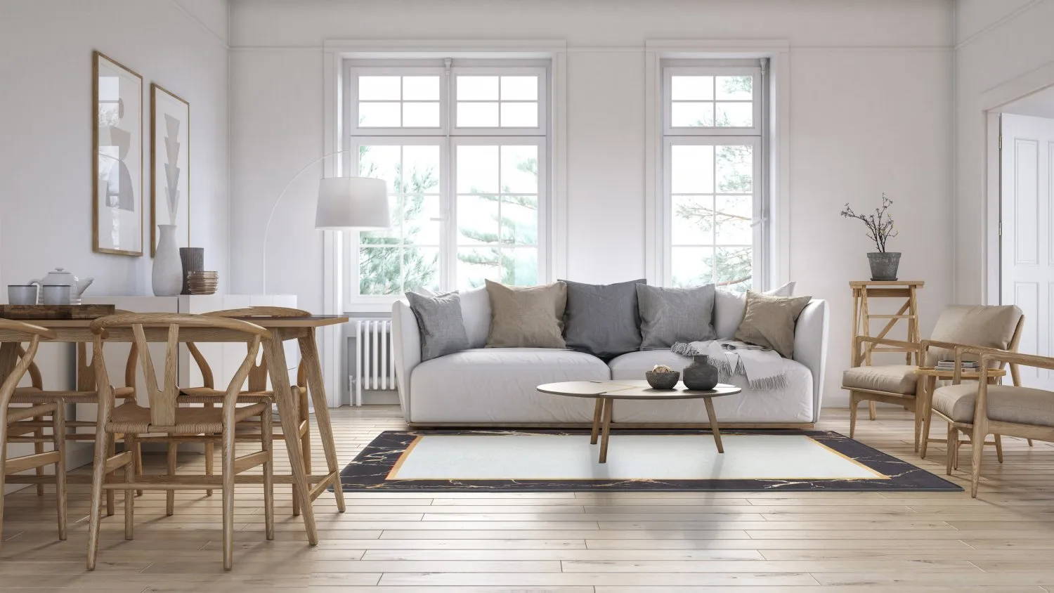 Koberec Wilton - Cerasia (čierna/biela/zlatá)