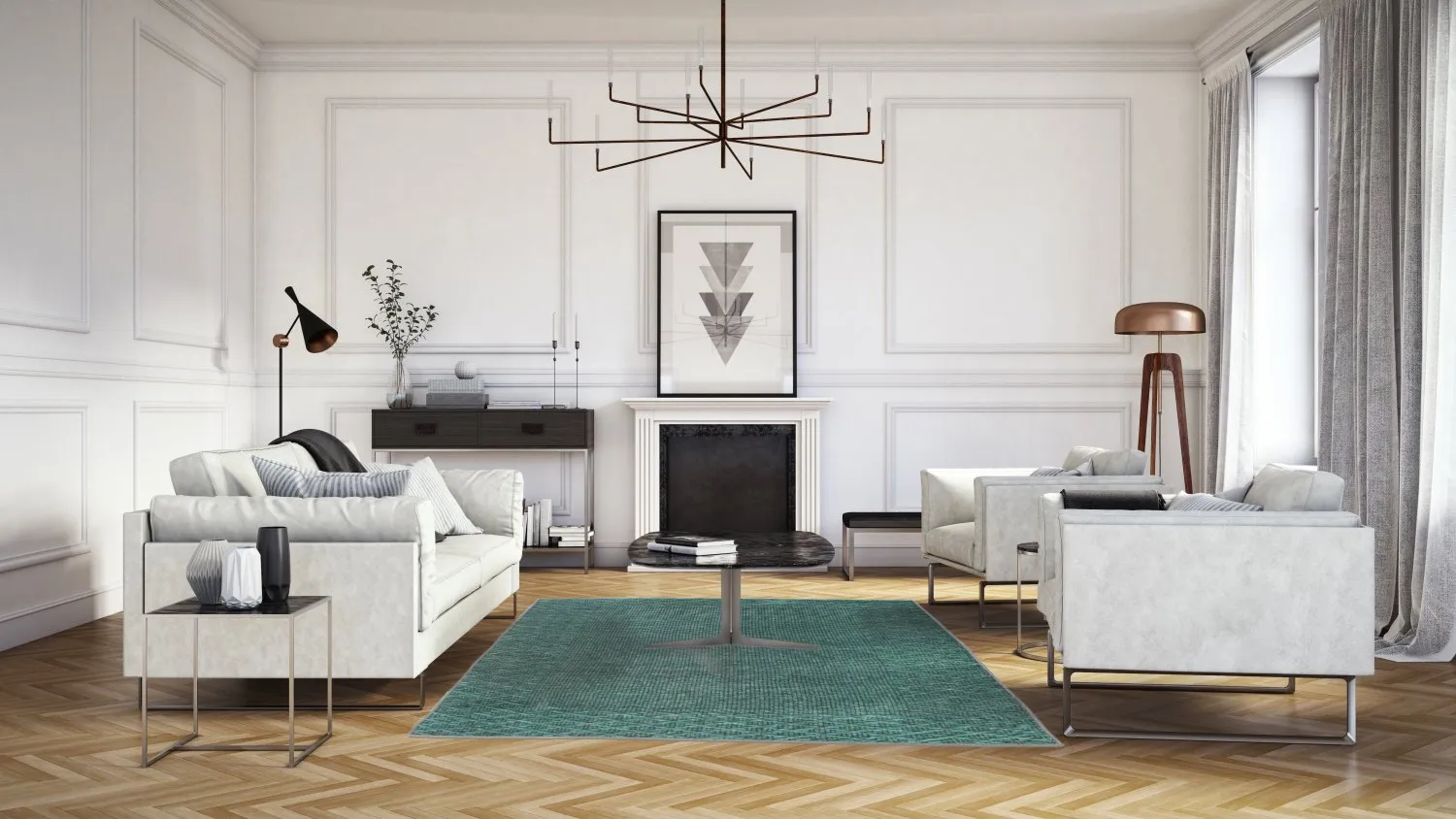 Koberec Wilton - Favone (modro/zelený)