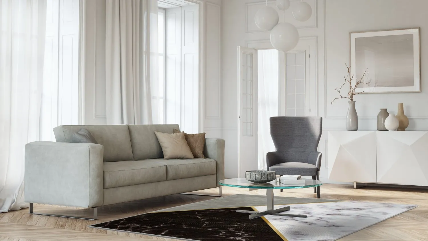 Koberec Wilton - Savino (čierna/biela/sivá)