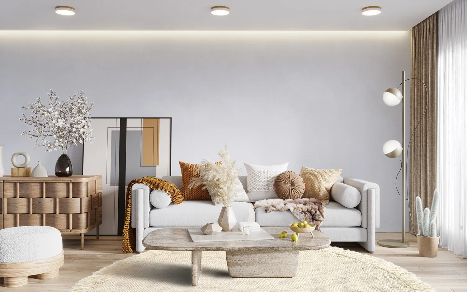 Kruhový koberec - Pike (krémový)