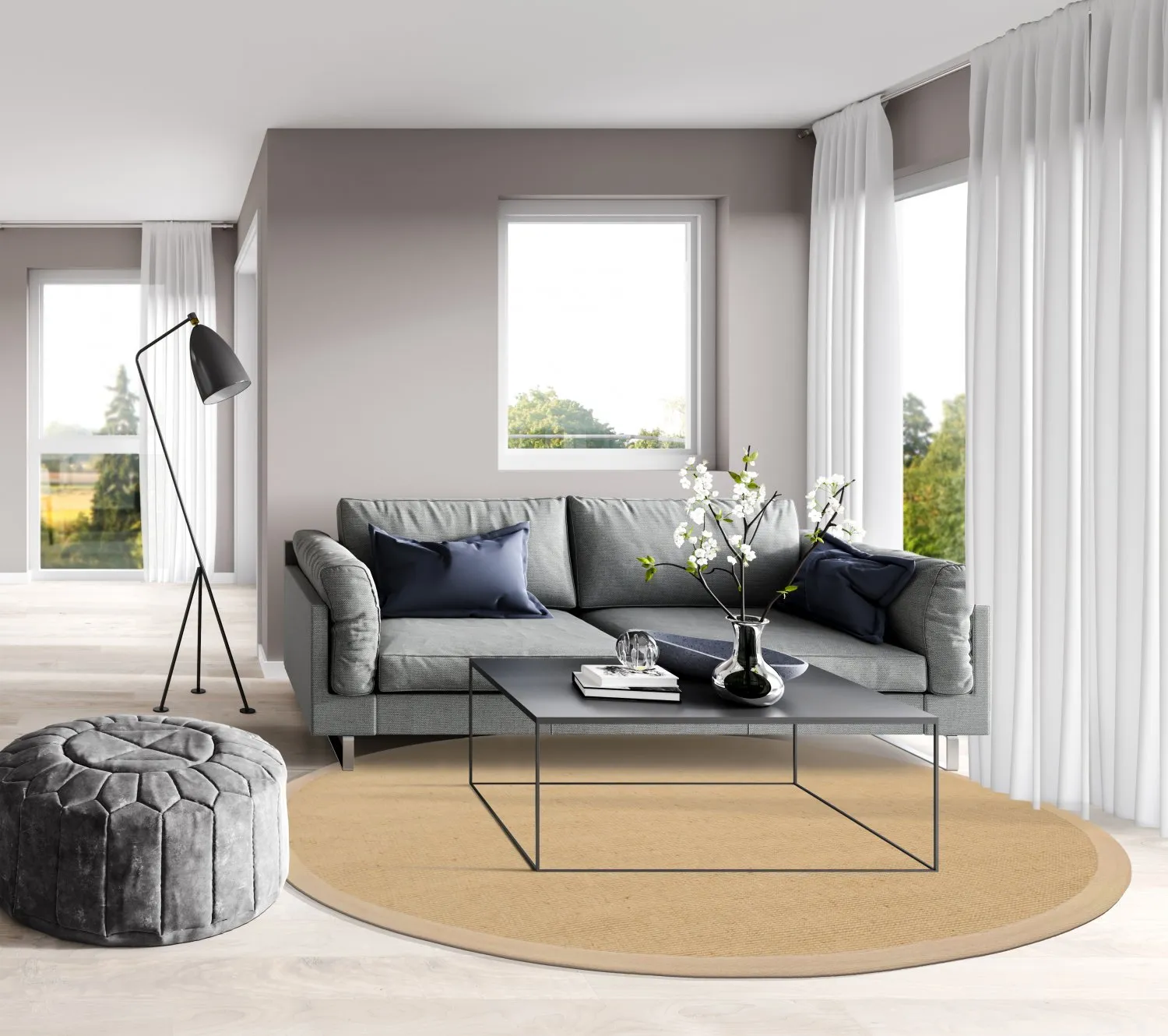 Kruhový koberec (sisal) - Agave (béžová/slonová kosť)