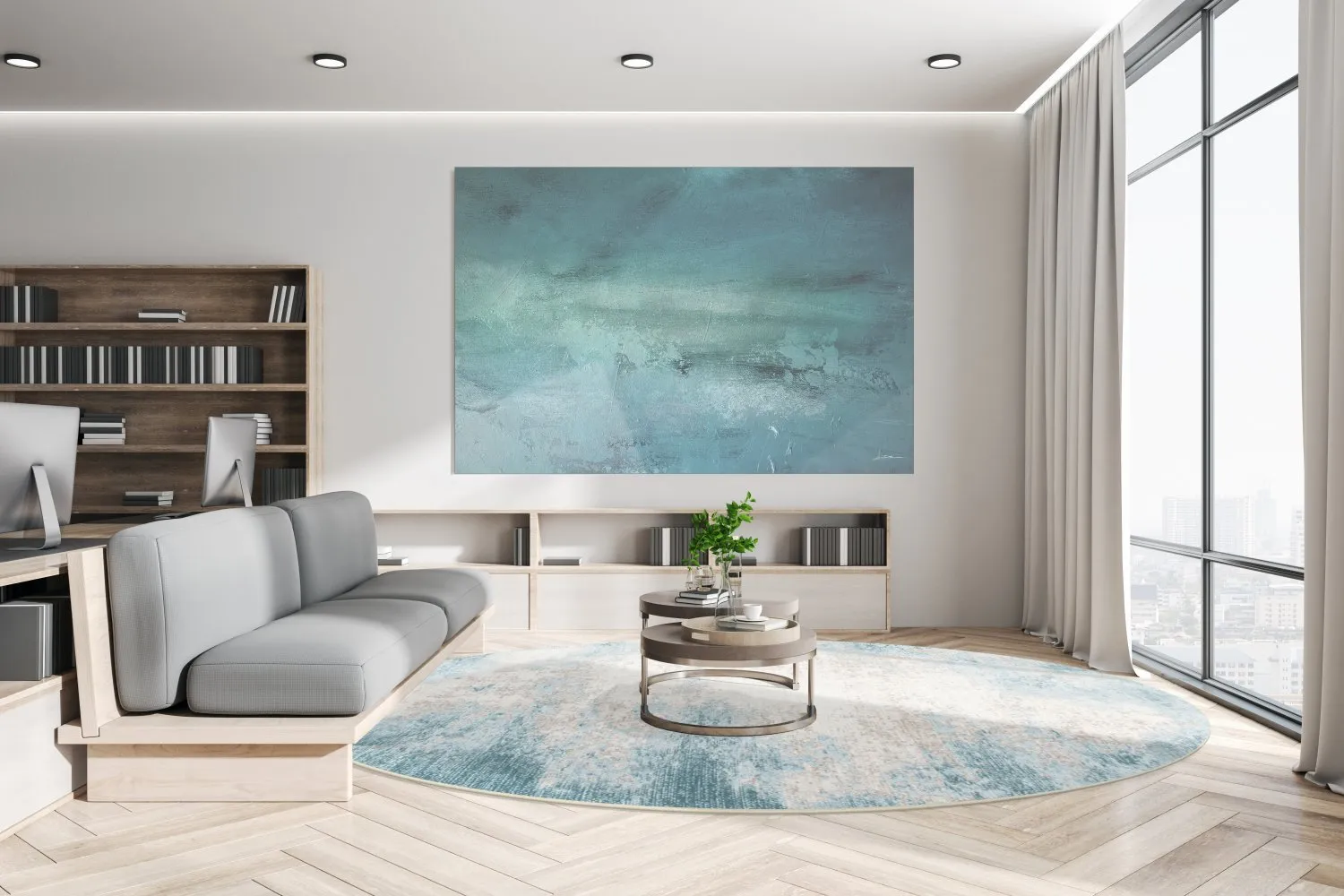 Kruhový koberec - Zarzi (modrá)