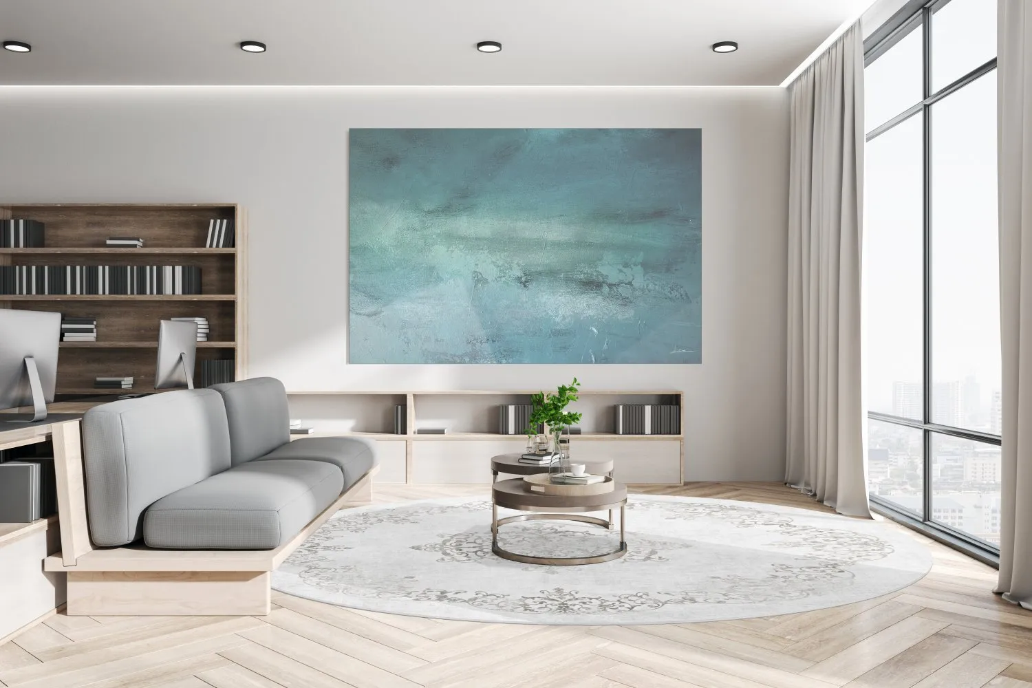 Kruhový koberec - Santi (svetlo šedá)