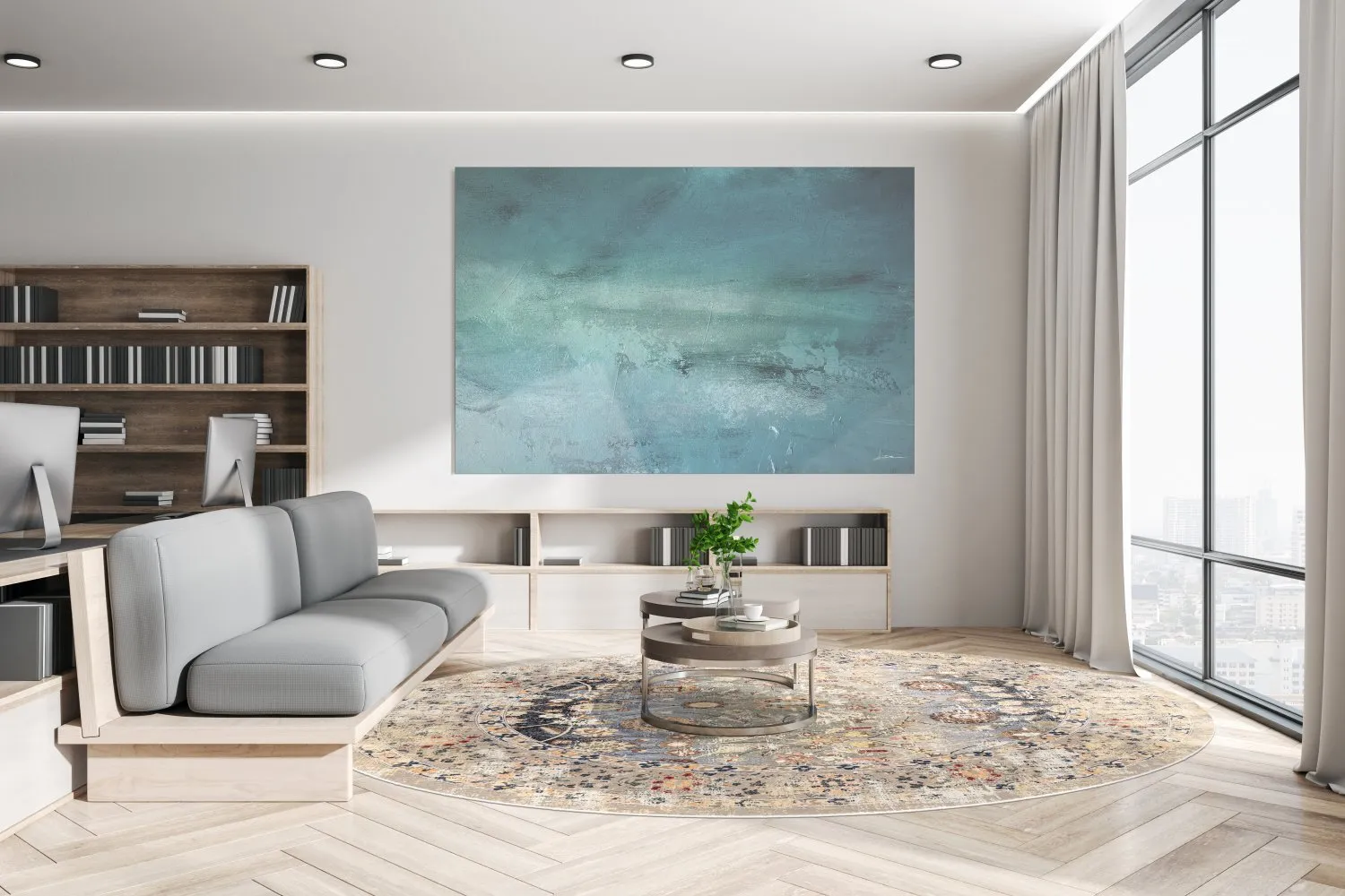 Kruhový koberec - Bouhjar (béžový/multicolor)