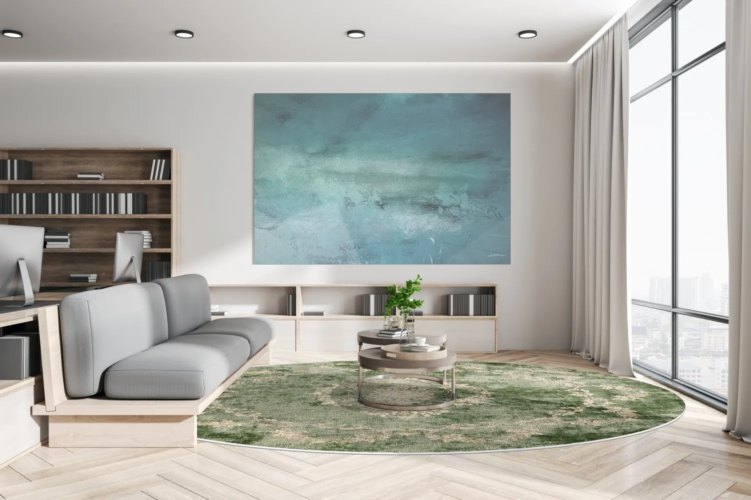 Kruhový koberec - Taknis (zelený)