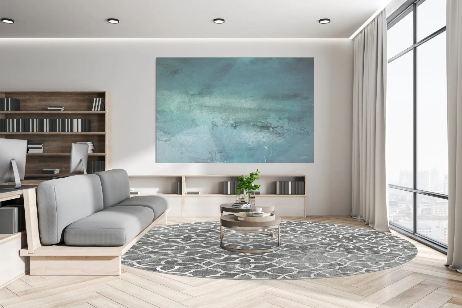 Kruhový koberec - Draham (šedý)