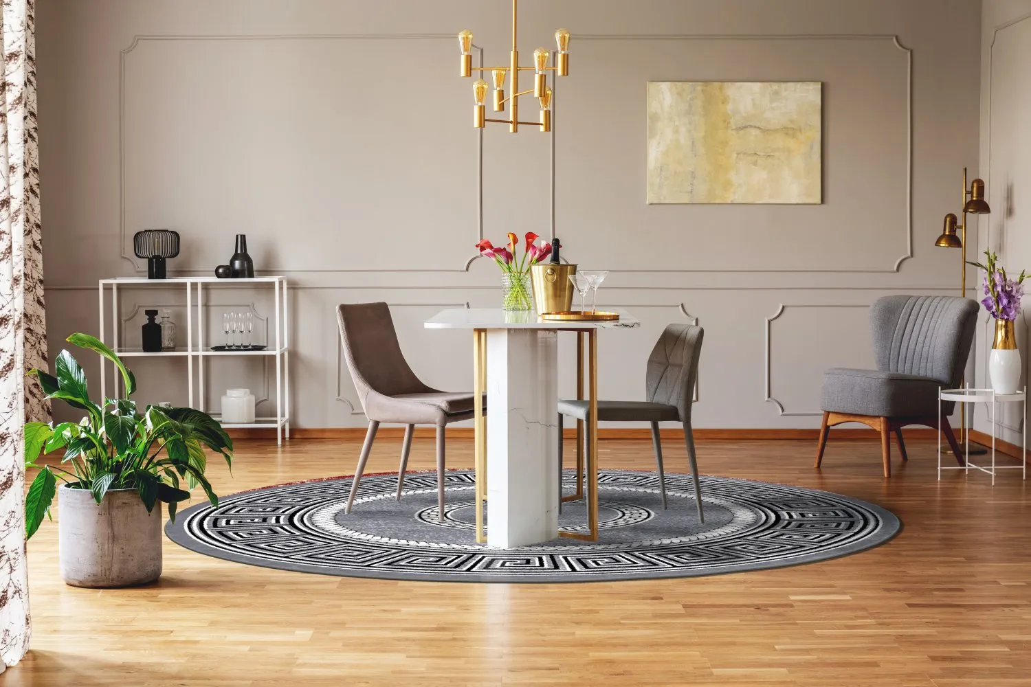 Kruhový koberec - Ankara Versace (šedý)