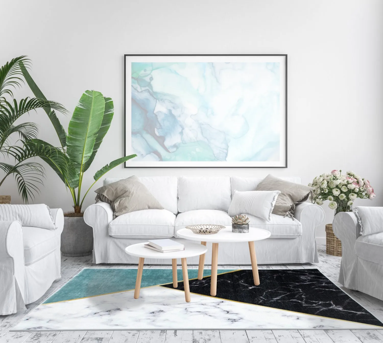 Koberec Wilton - Savino (čierna/biela/zelená)