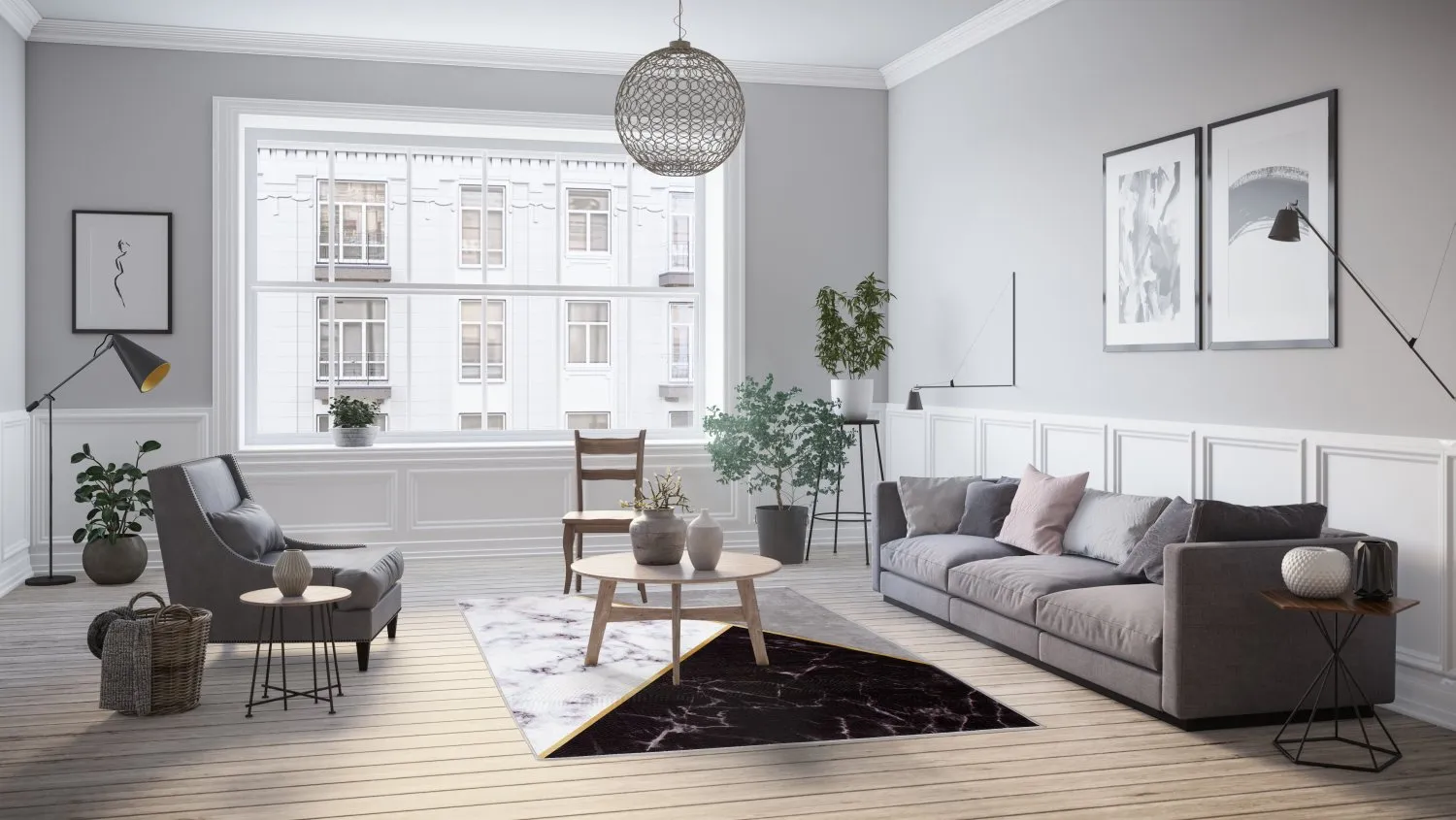 Koberec Wilton - Savino (čierna/biela/sivá)