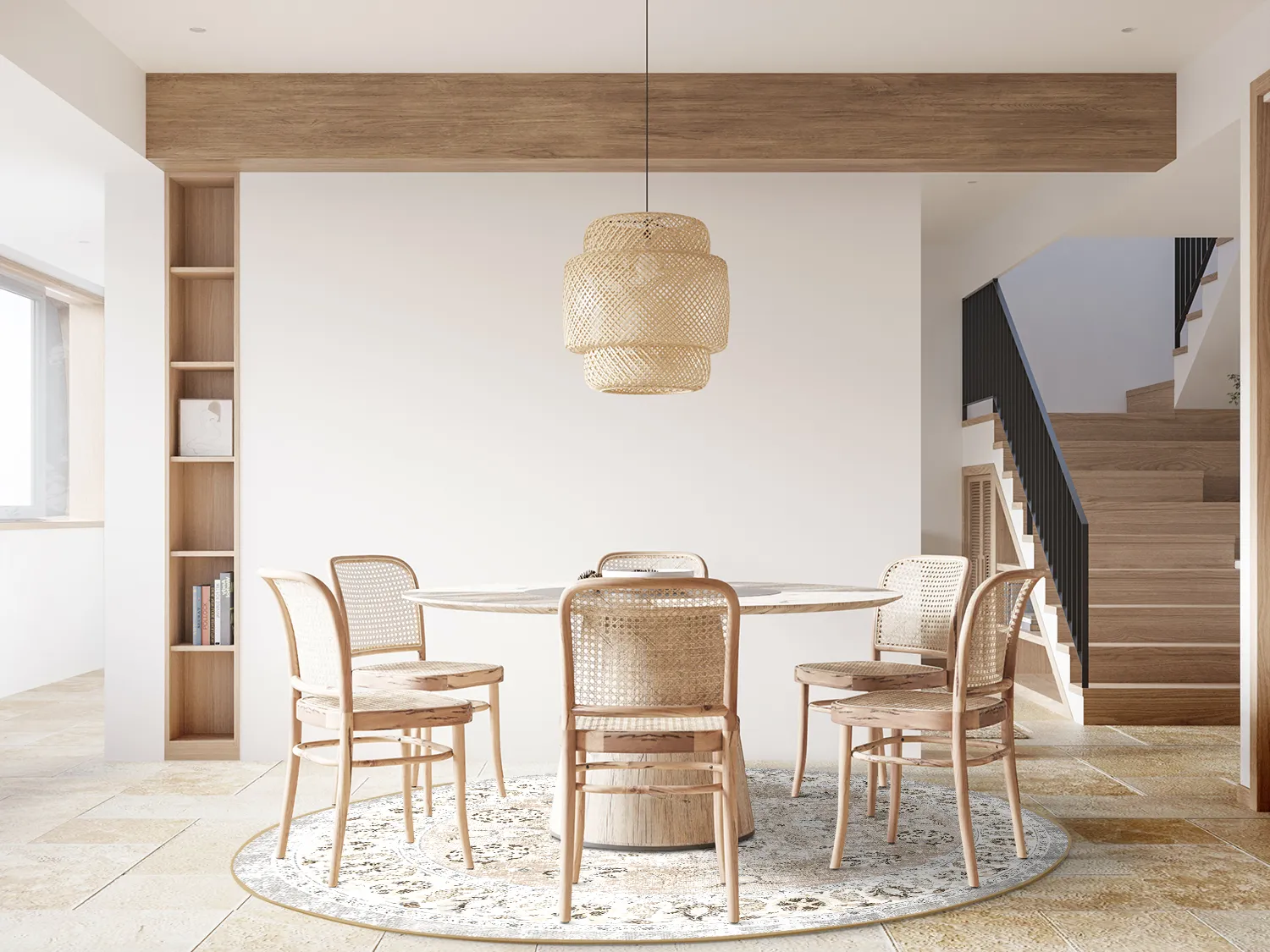 Kruhový koberec - Adeleine (béžový)