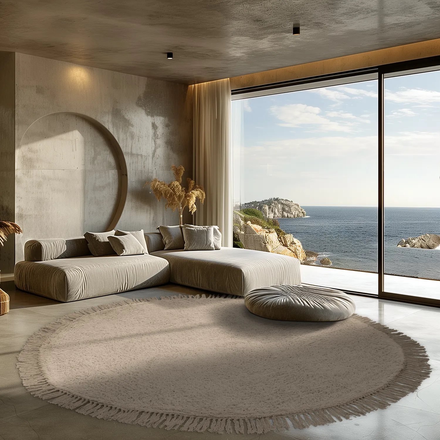 Kolo koberce - Alba Natural Cotton Shaggy (béžová)