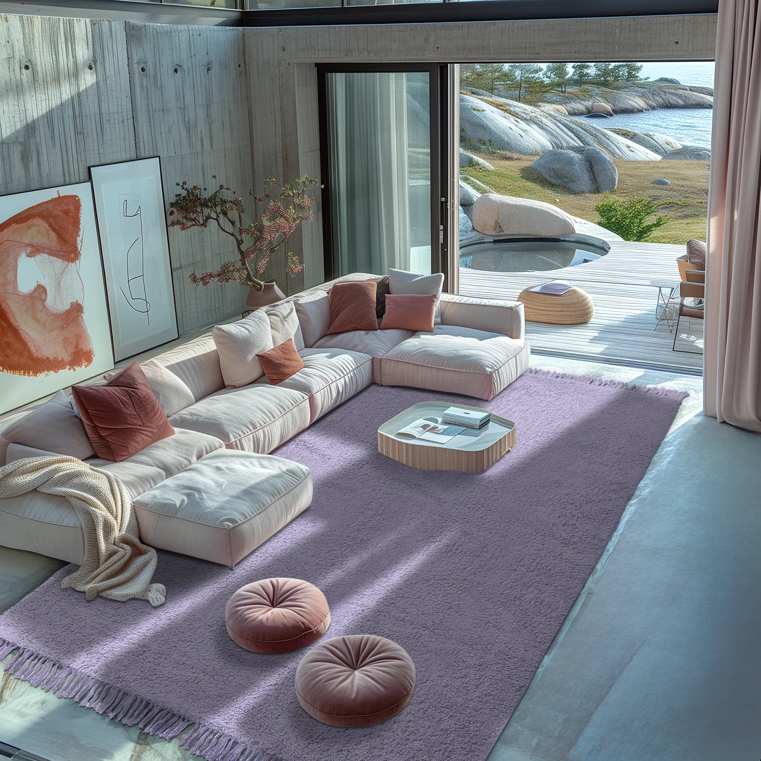 Koberec s dlhým vlasom - Alba Natural Cotton Shaggy (fialový)