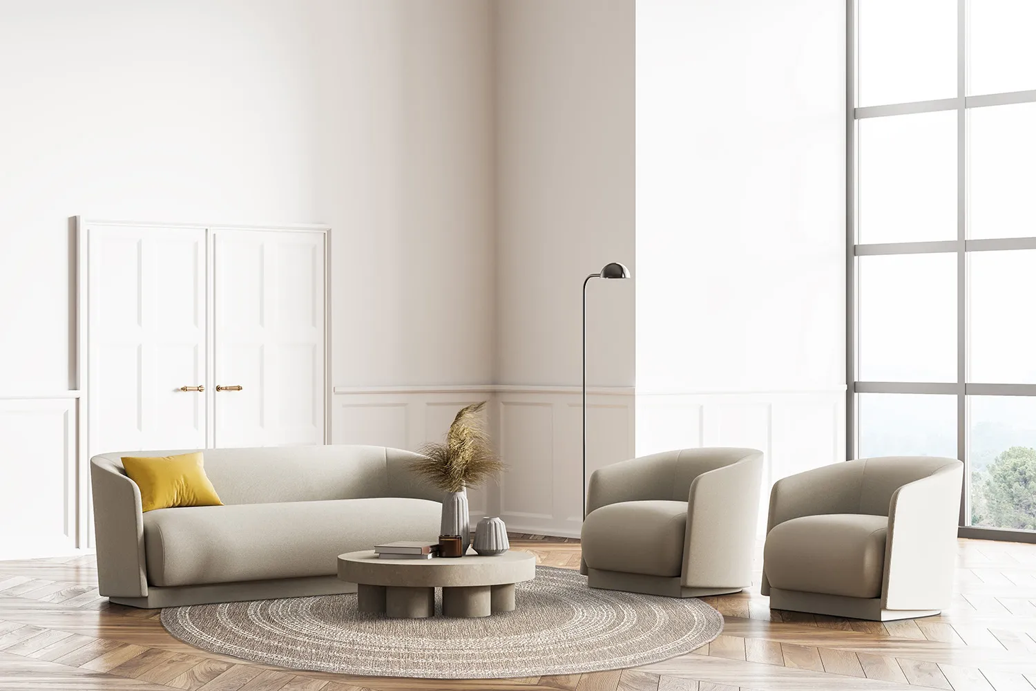 Kruhový koberec - Indoor/Outdoor Angus (béžový)