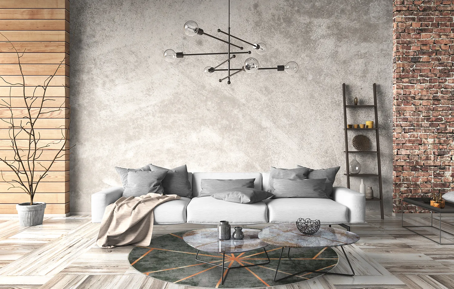 Kruhový koberec - Bellizzi (zelený/oranžový)