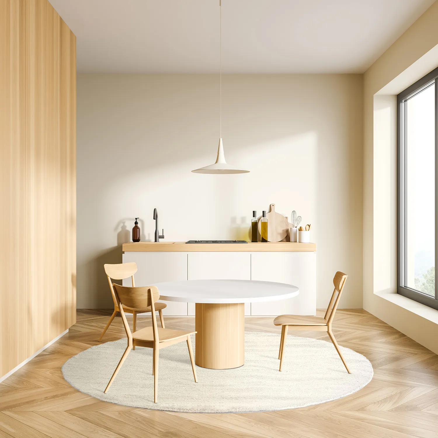 Kruhový koberec - Bibury (krémový)