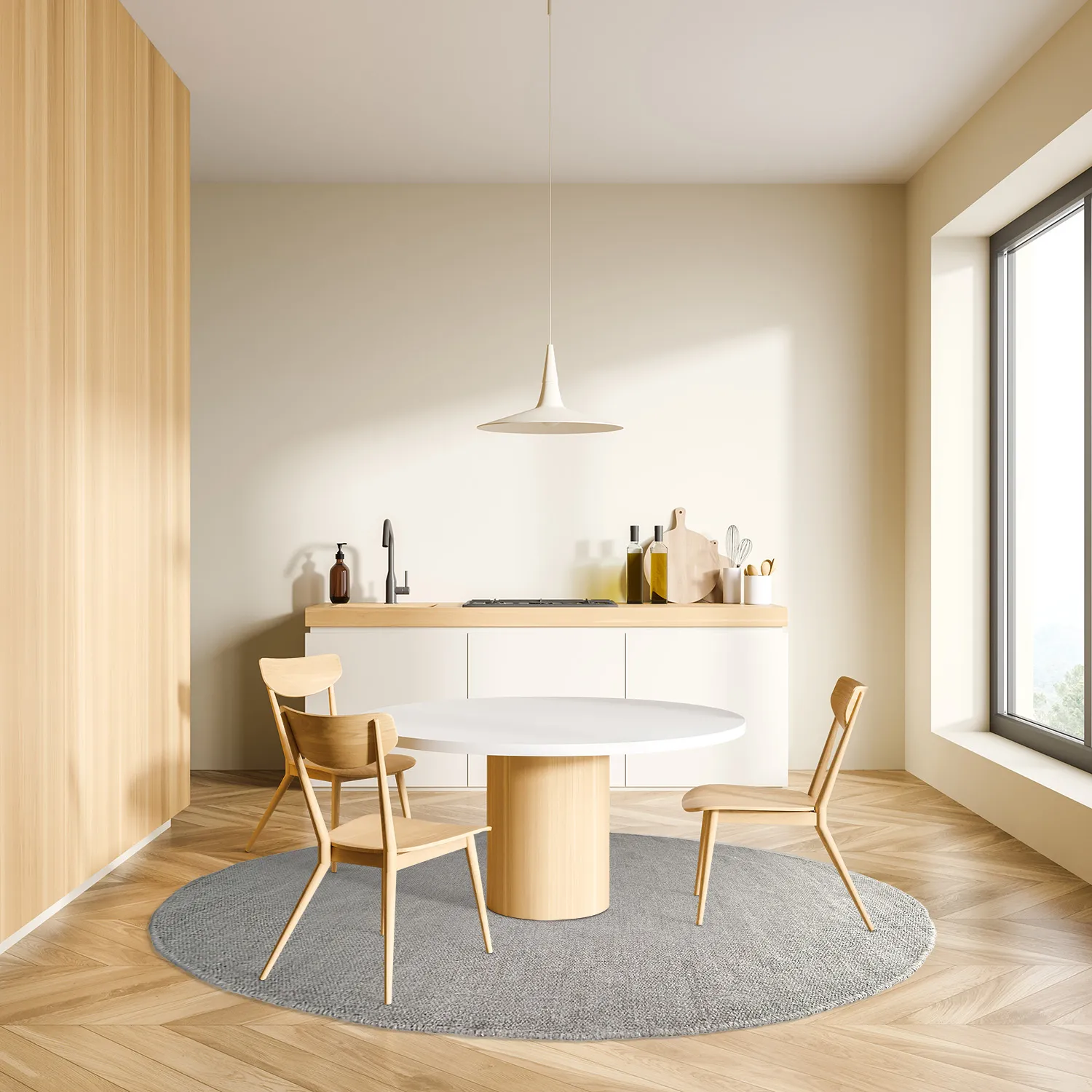 Kruhový koberec - Bibury (svetlo šedý)