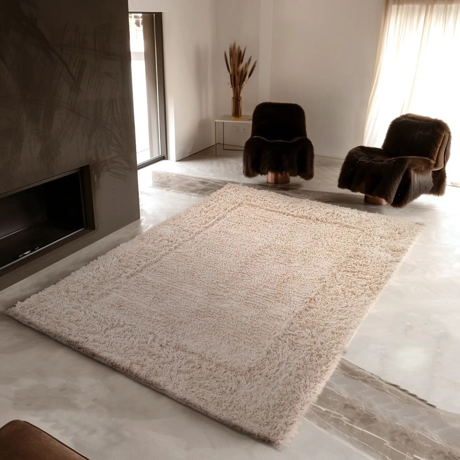 Koberce s dlhým vlasom - Aline Natural Cotton Shaggy (béžová)