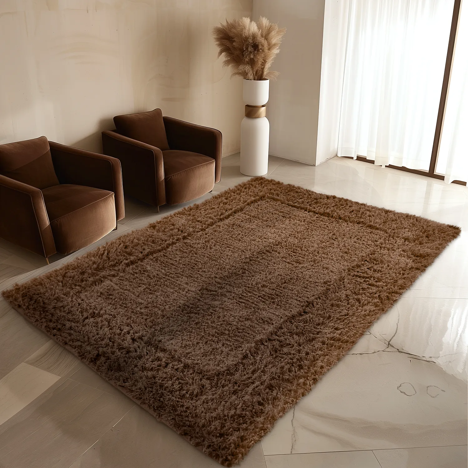 Koberce s dlhým vlasom - Aline Natural Cotton Shaggy (hnedá)