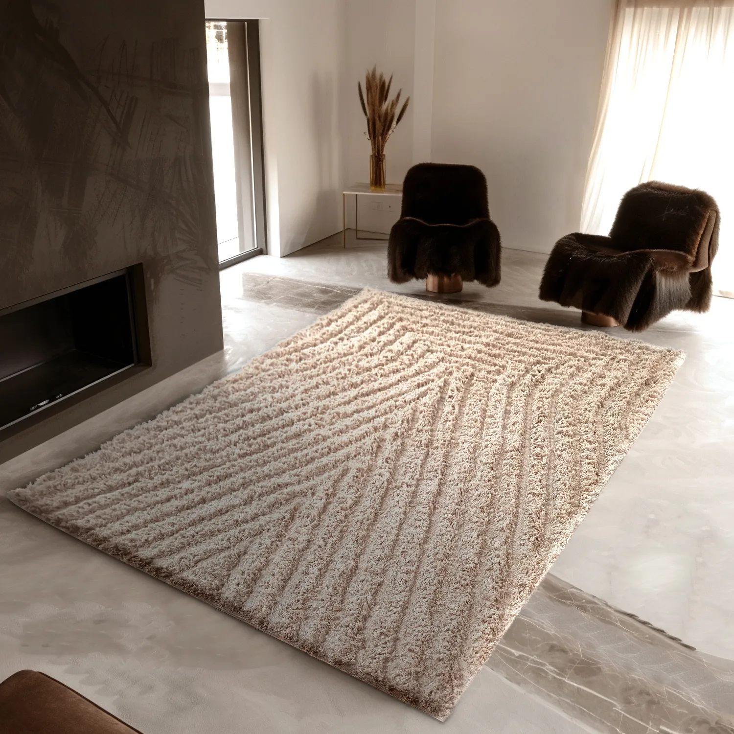 Koberce s dlhým vlasom - Indra Prírodná bavlna Shaggy (béžová)