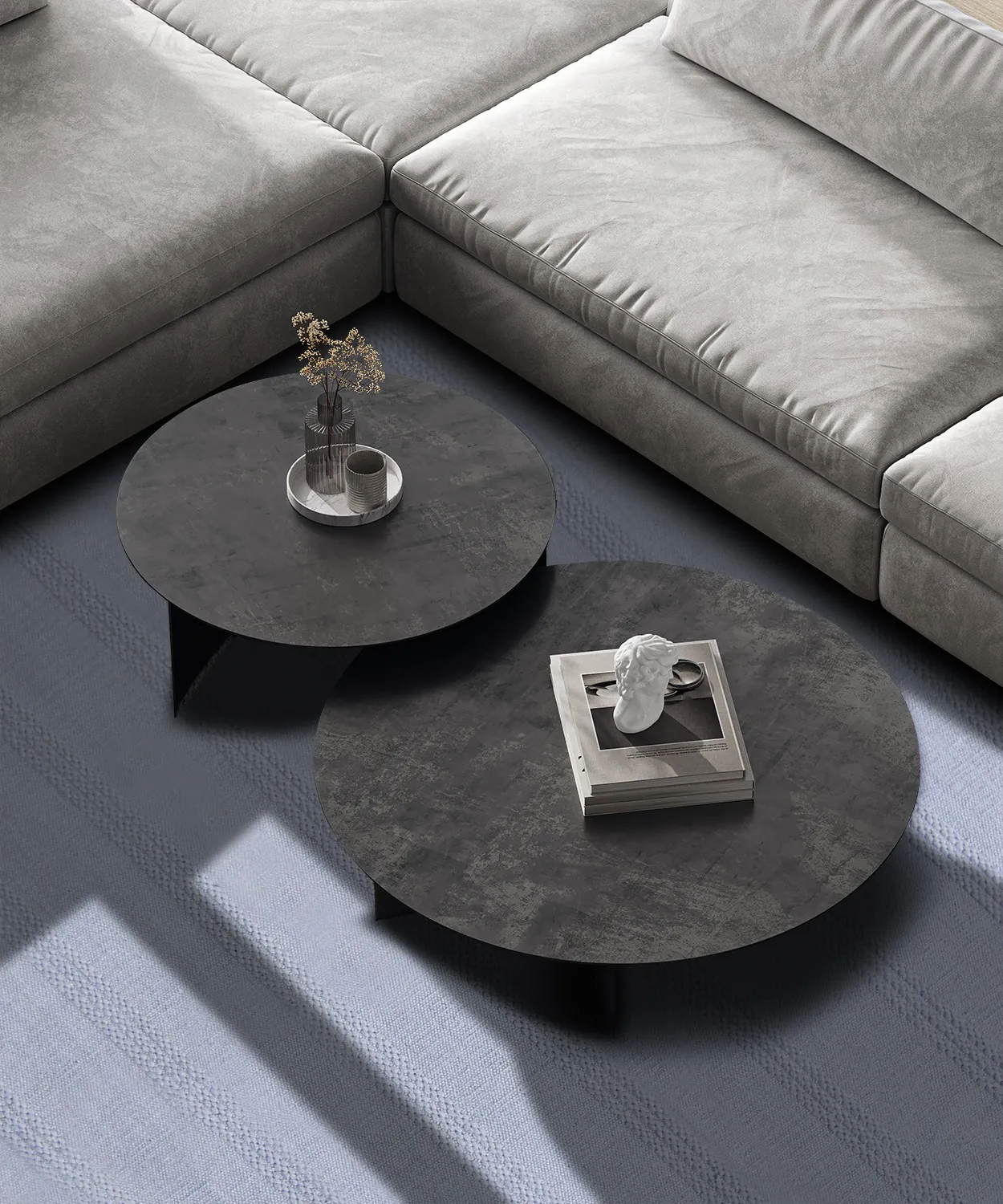 Bavlnený koberec - Lilje (modrý)