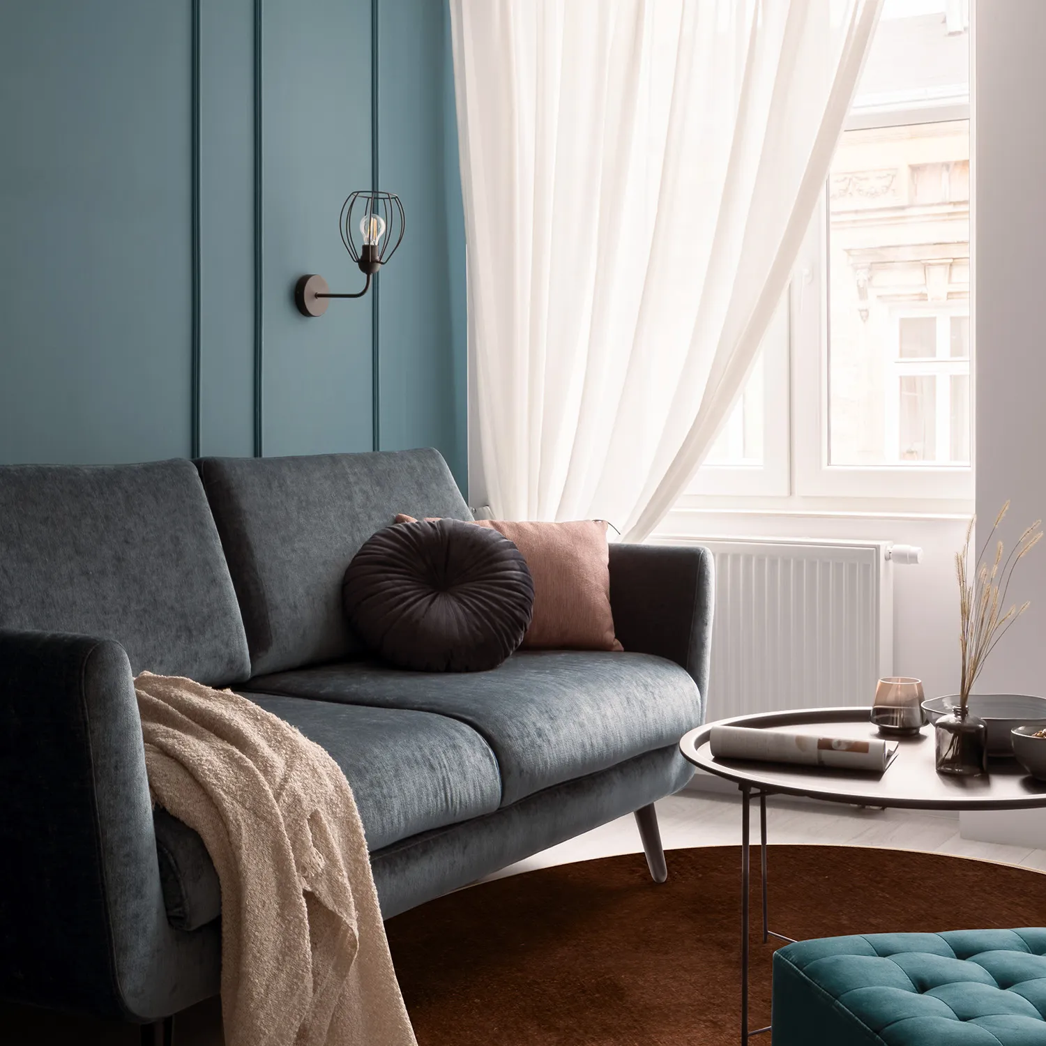 Koberec okrúhly - Bovera (hnedá/červená)