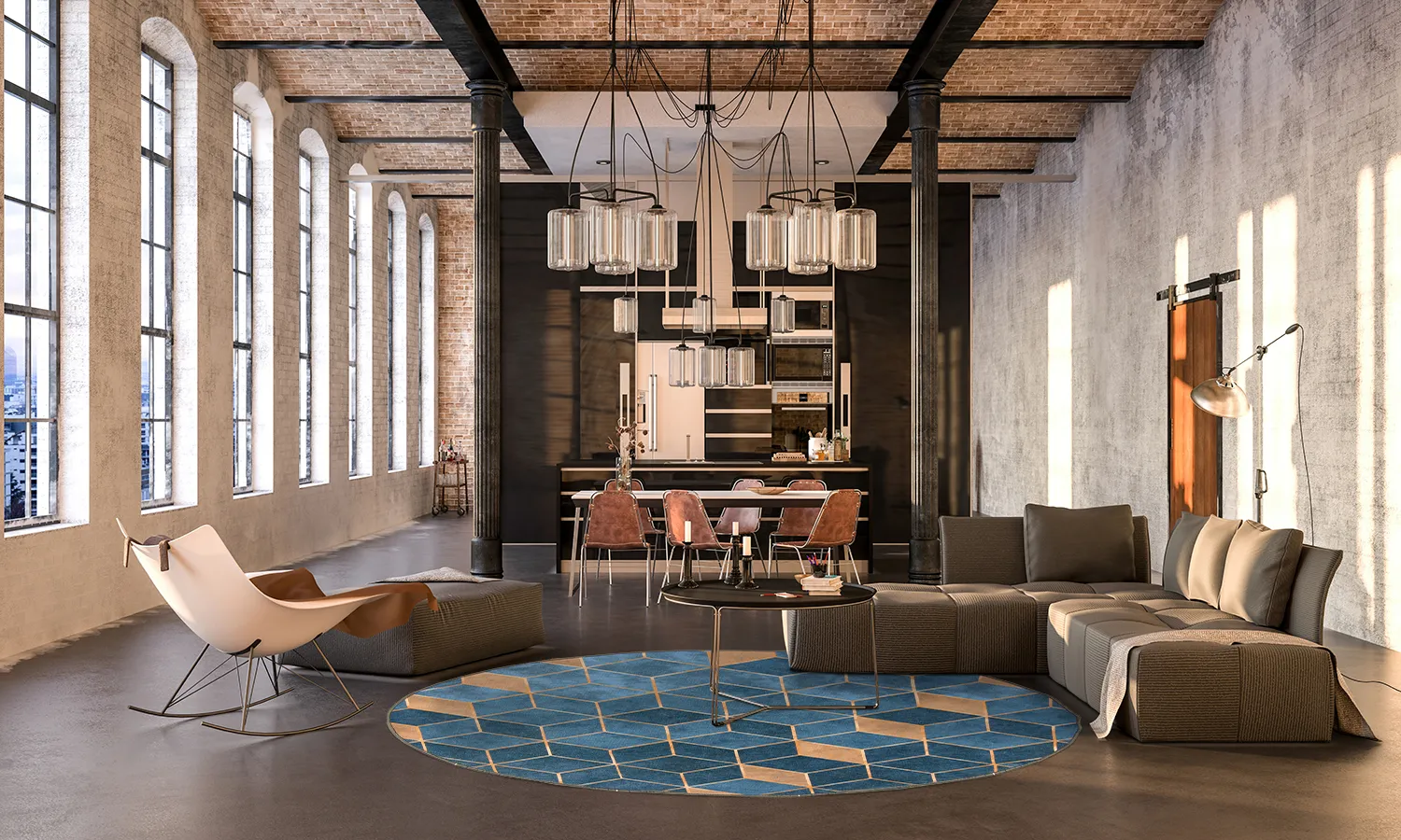 Kruhový koberec - Brigooda (svetlo modrá)