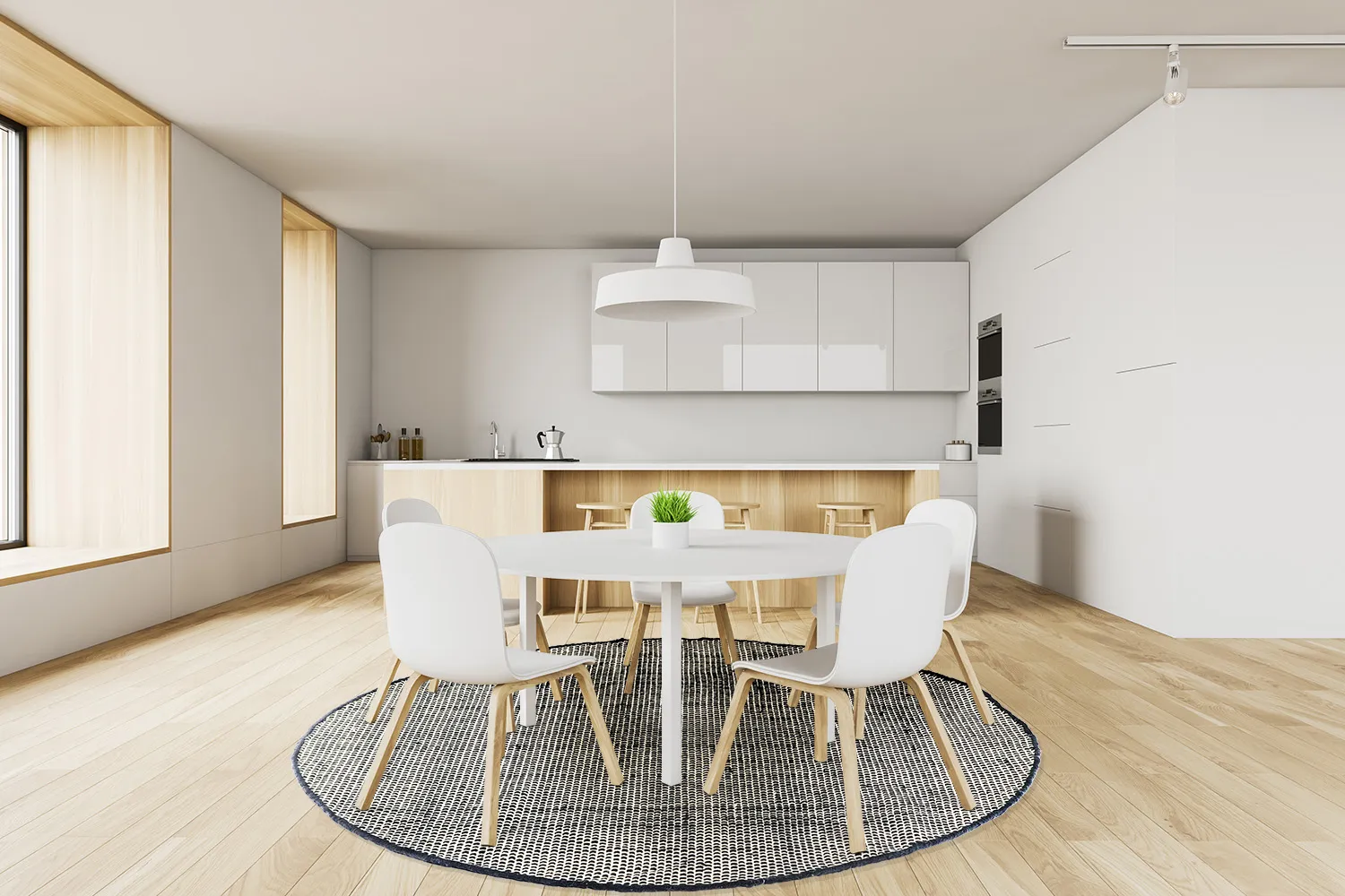 Kruhový koberec - Coastal (čierna/biela)