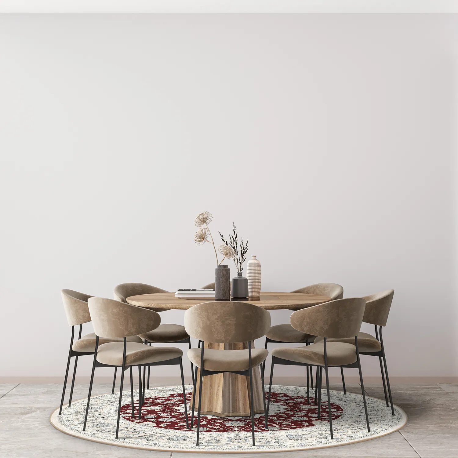 Kruhový koberec - Arabella (bordó)