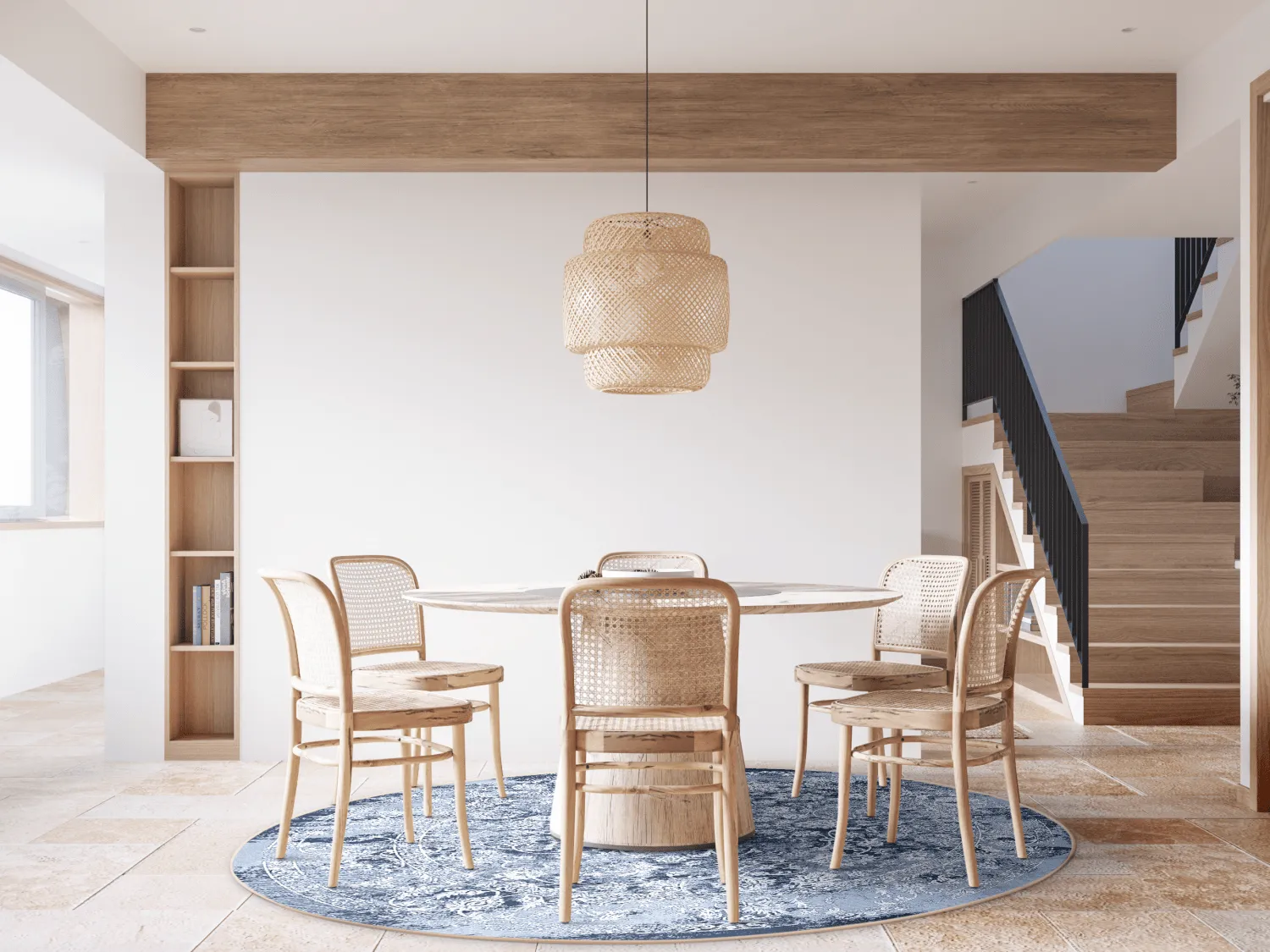 Kruhový koberec - Amaya (modrý)