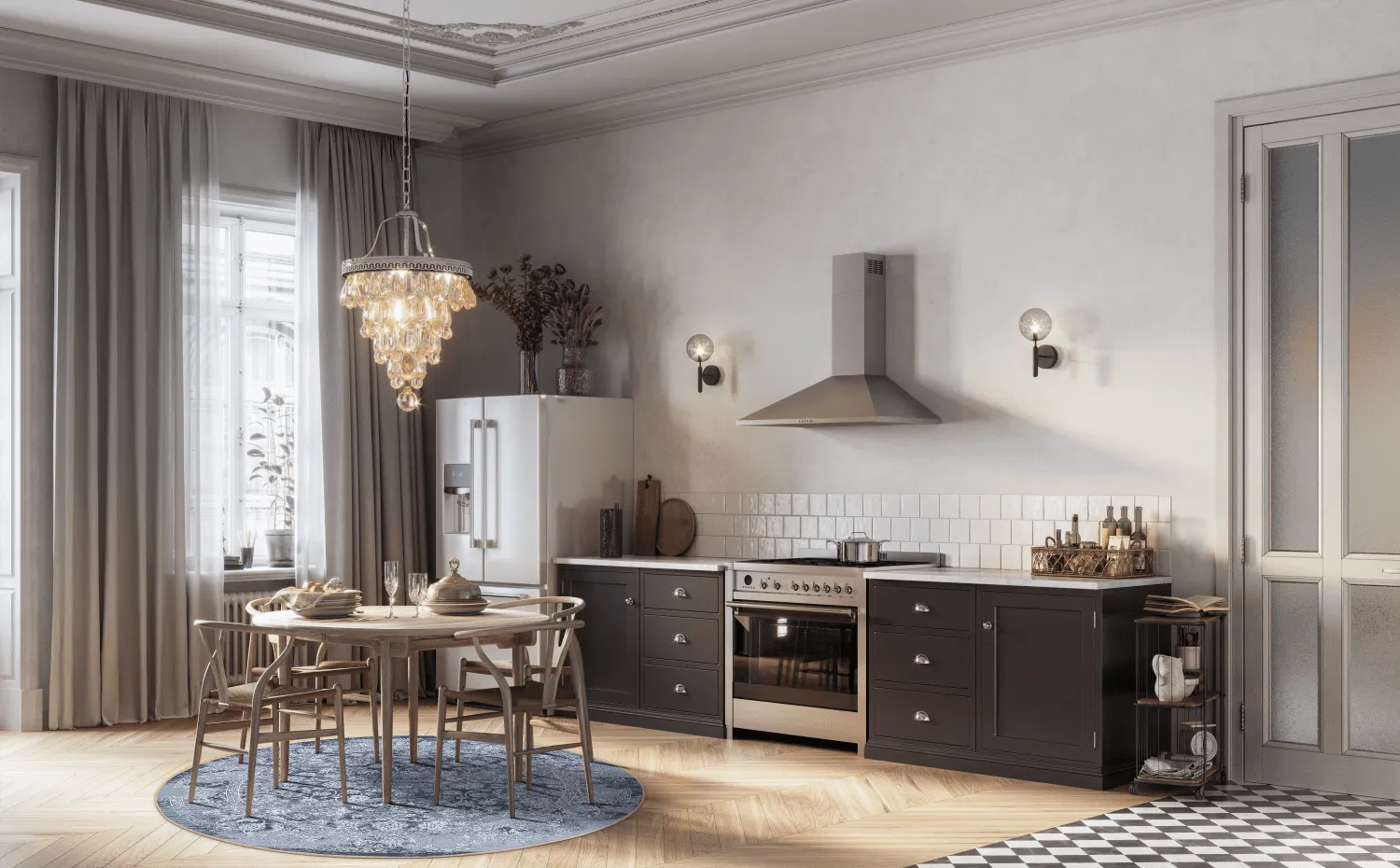 Kruhový koberec - Amaya (modrý)