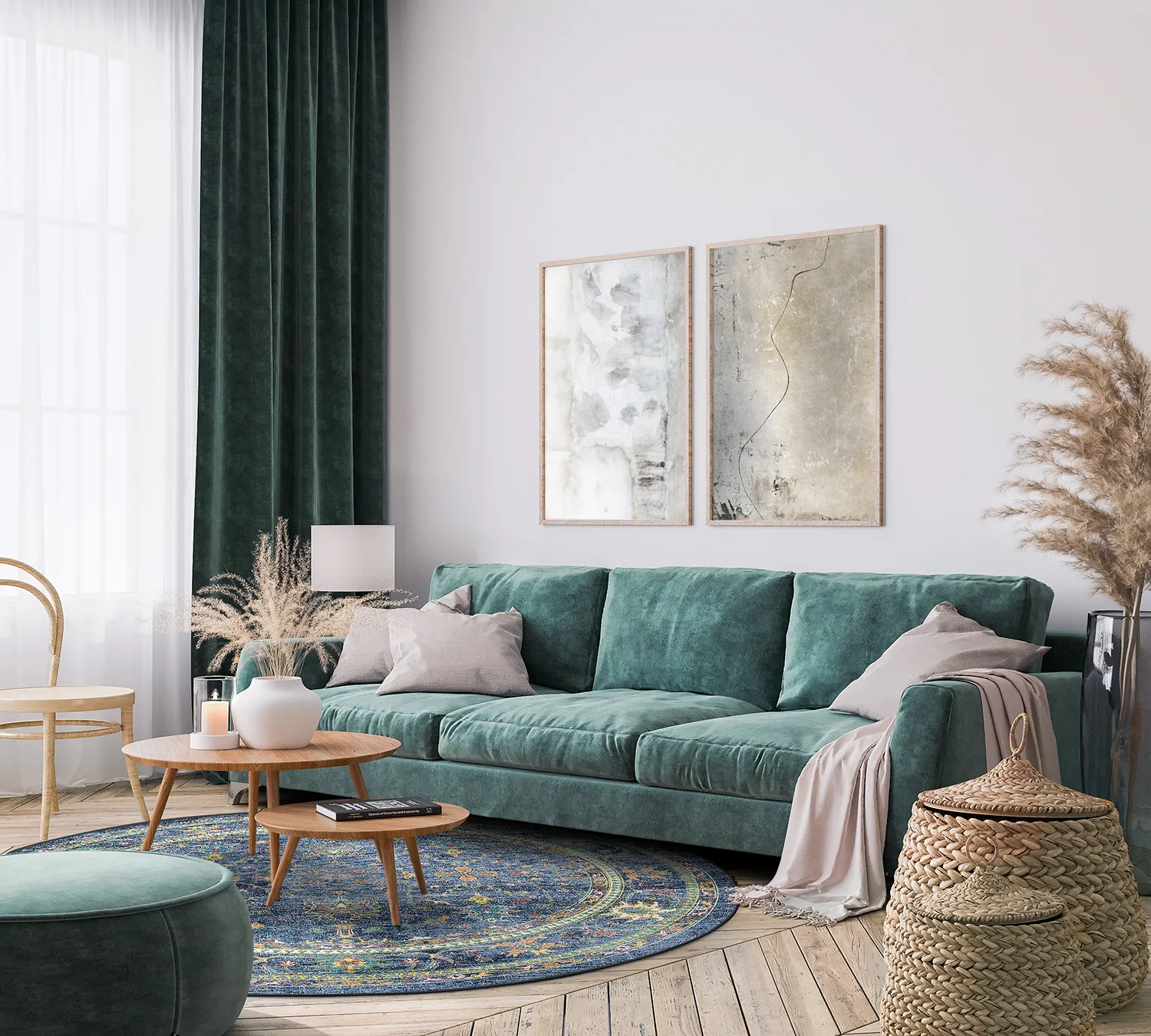 Kruhový koberec - Livley (tmavomodrý)