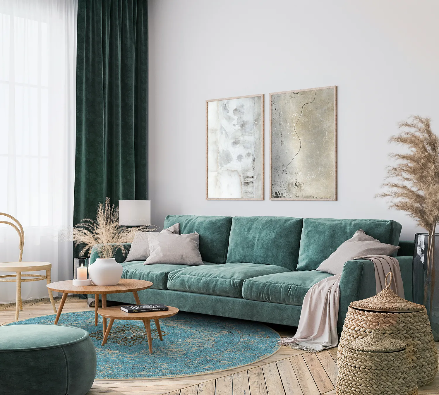 Kruhový koberec - Lainey (modrý)