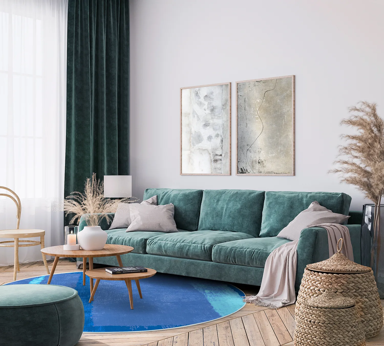 Kruhový koberec - Asti (modrý)