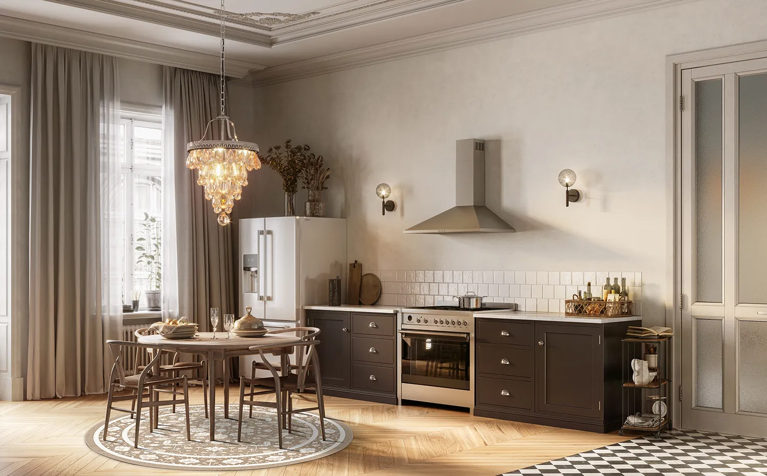 Kruhový koberec - Ember (béžová/offwhite)